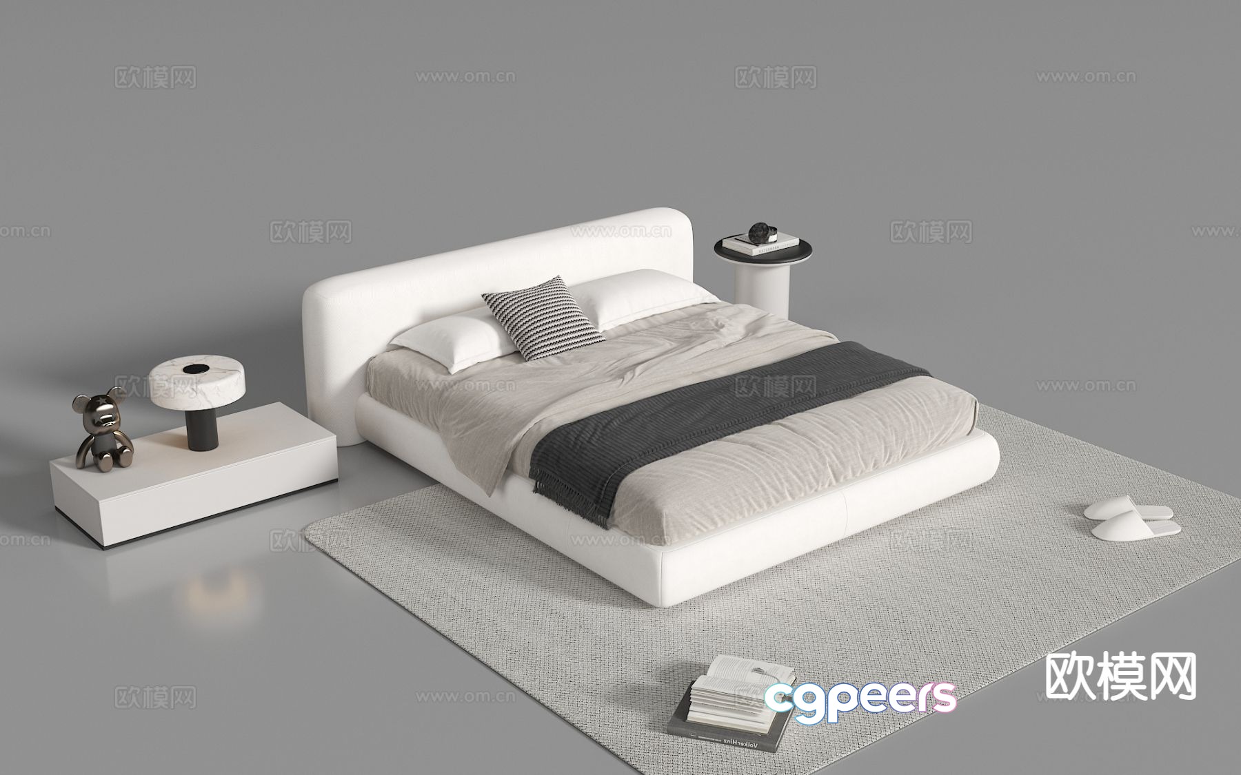 Modern double bed fabric bed 3d model Modern double bed fabric bed 3d model