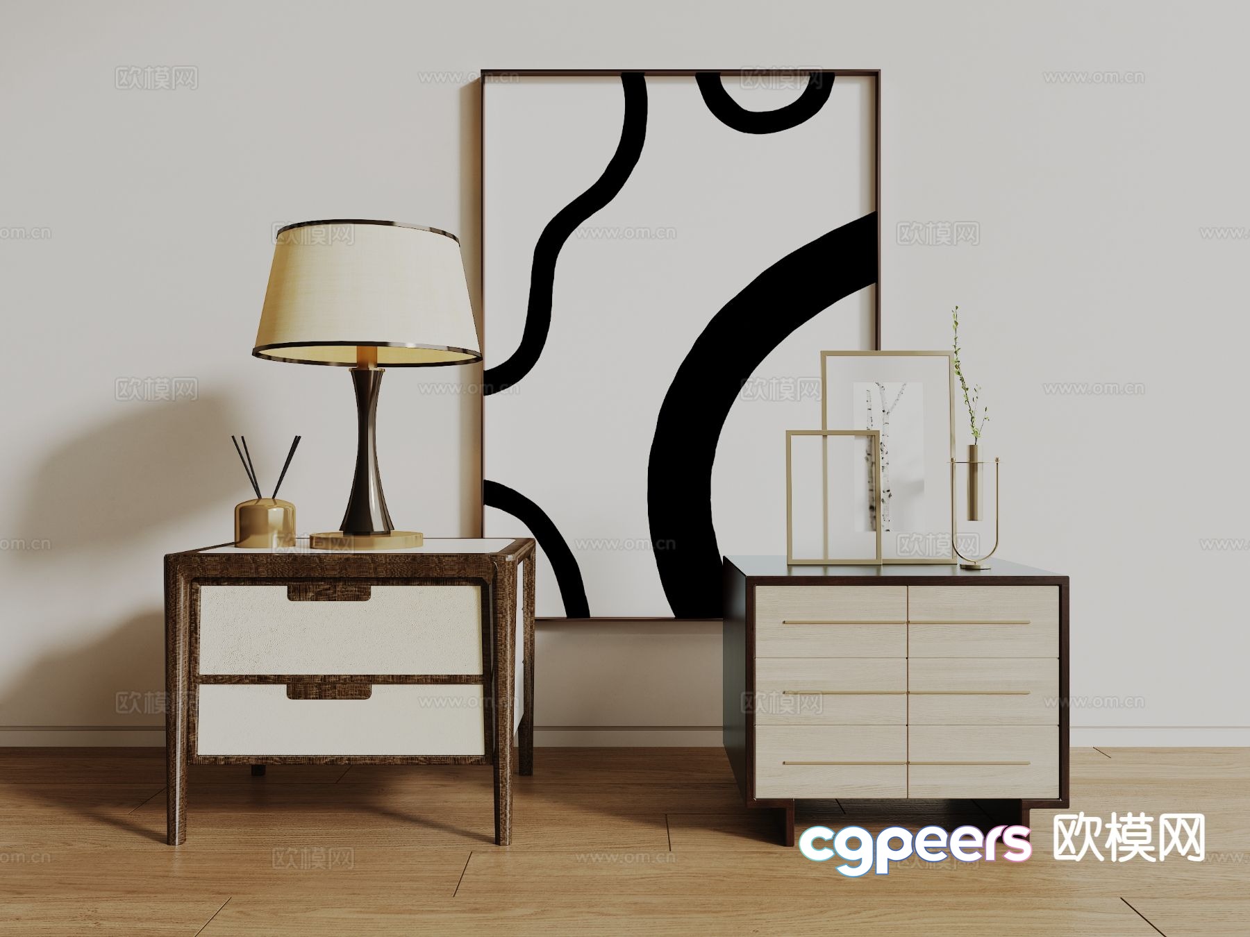 Modern bedside table 3d model Modern bedside table 3d model