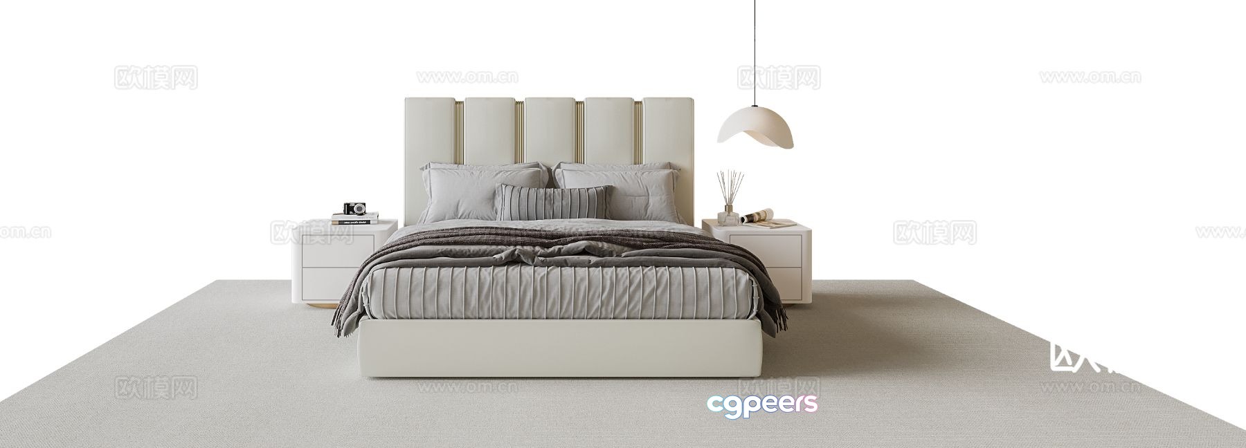 Modern double bed 3d model Modern double bed 3d model