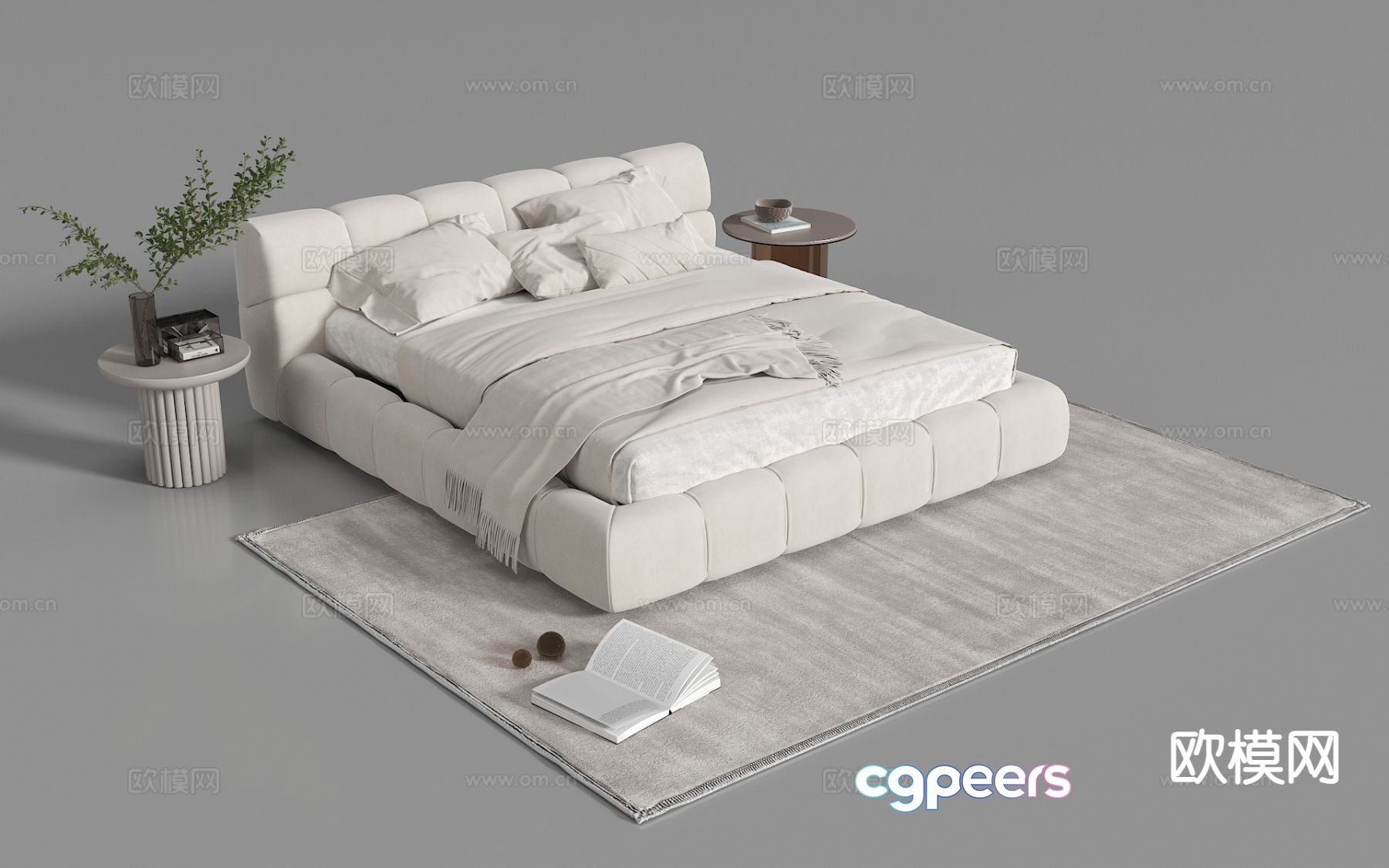 Modern double bed fabric bed 3d model Modern double bed fabric bed 3d model