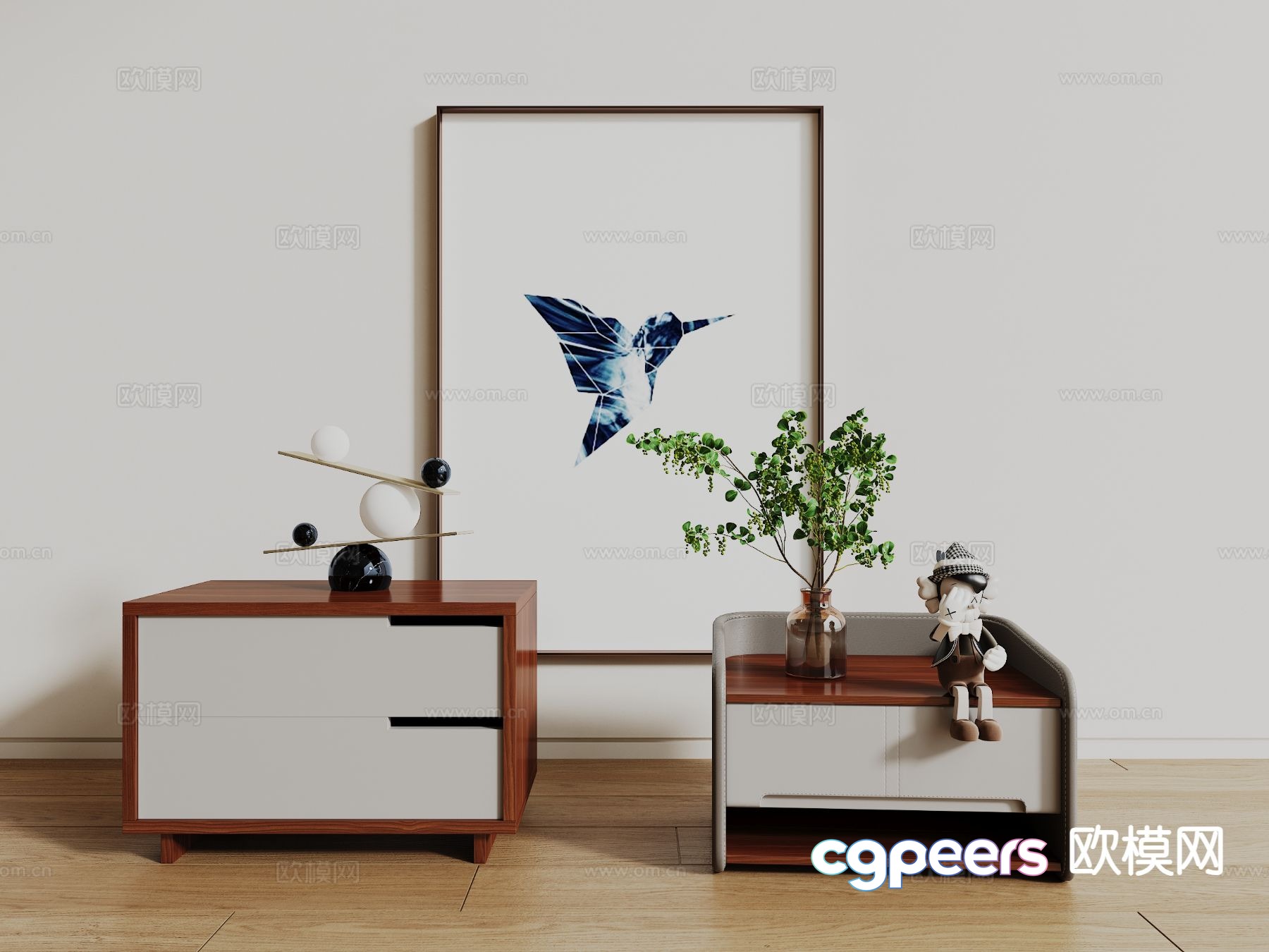 Modern bedside table 3d model Modern bedside table 3d model