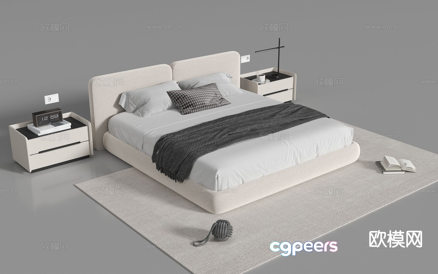 Modern double bed fabric bed 3d model Modern double bed fabric bed 3d model