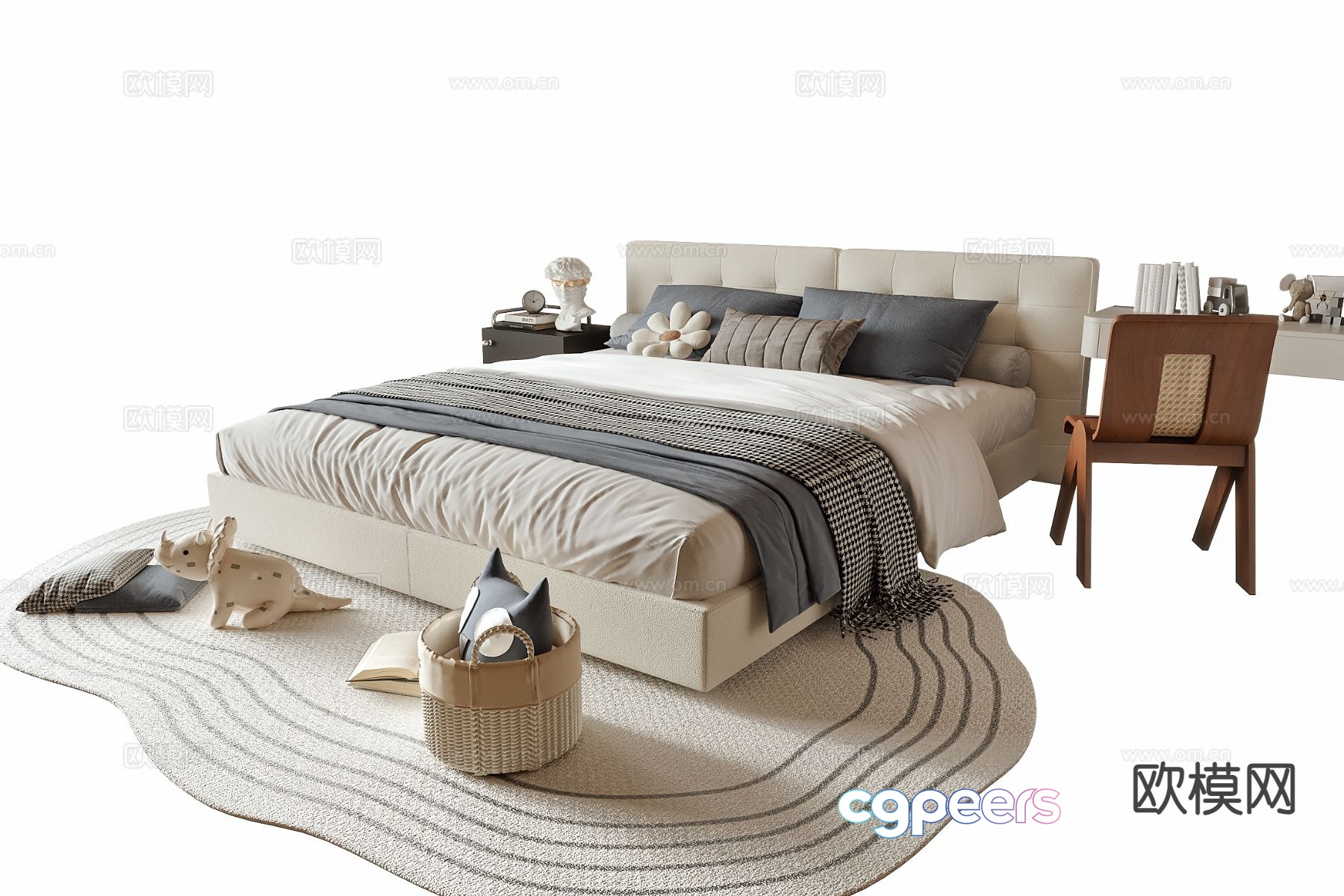 Modern double bed 3d model Modern double bed 3d model