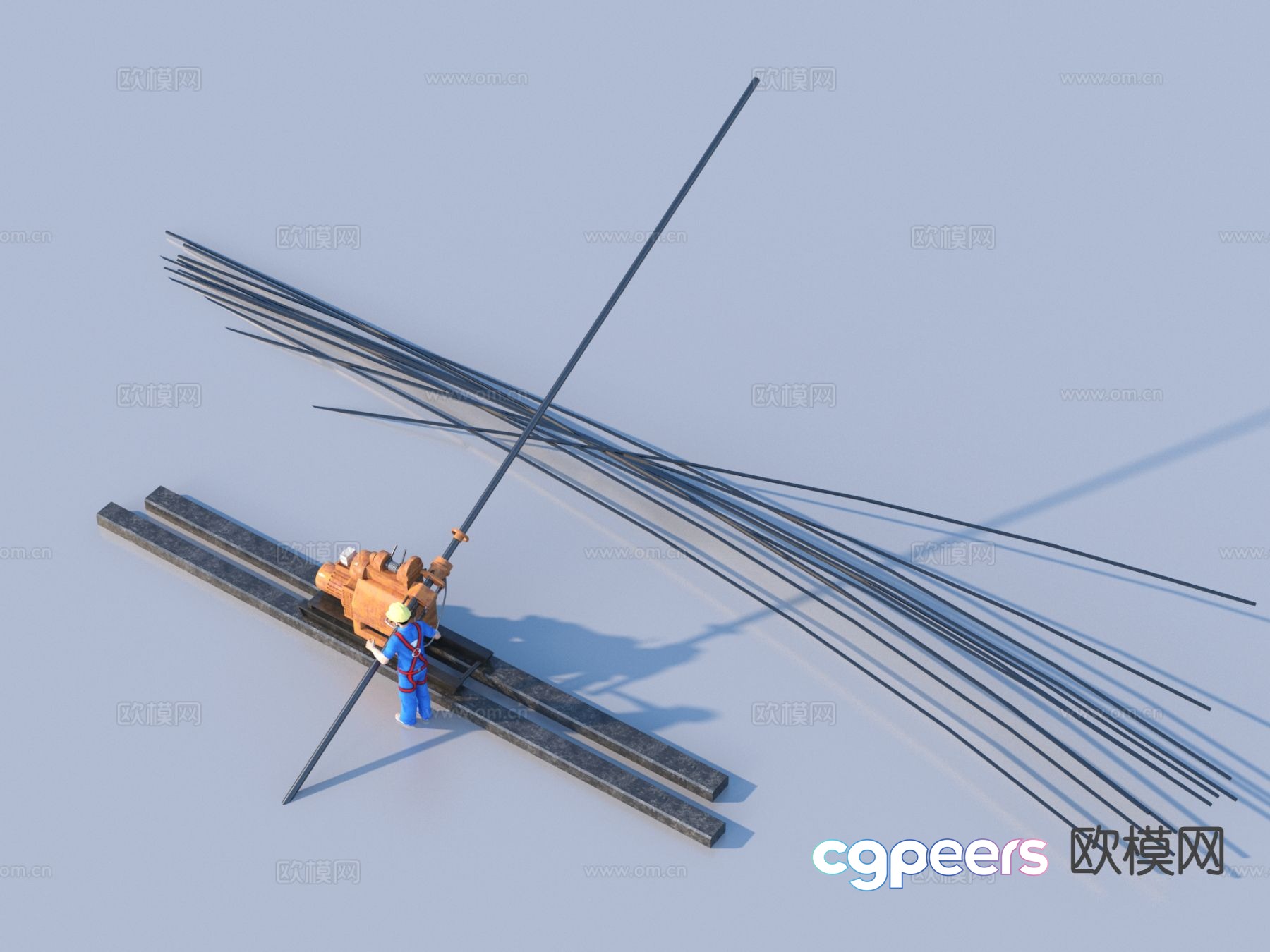 Rebar materials, construction sketches, construction equipment 3D model Rebar materials, construction sketches, construction equipment 3D model