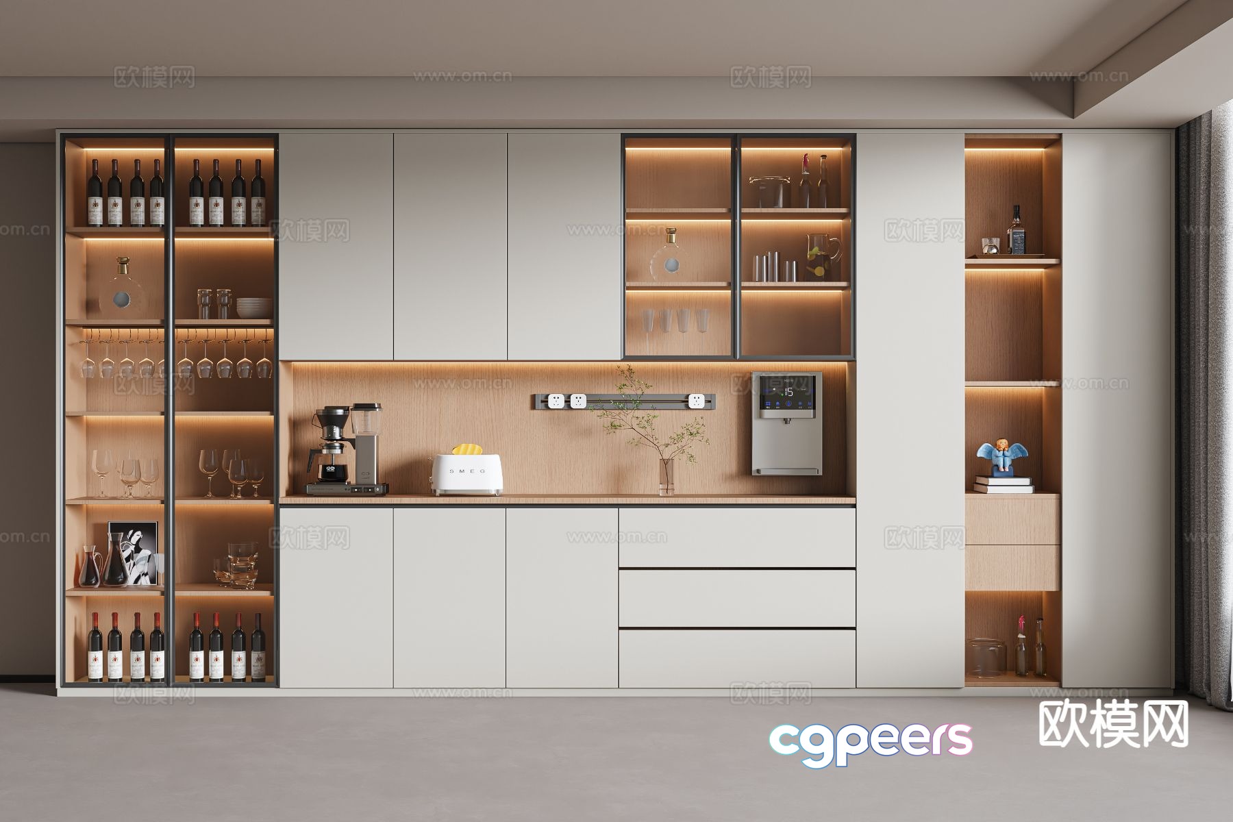 Modern wine cabinet sideboard 3d model Modern wine cabinet sideboard 3d model