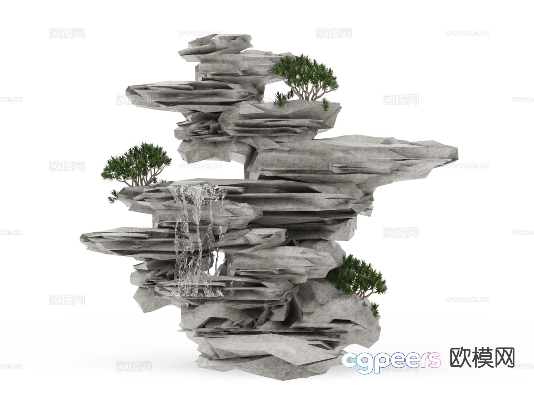 Outdoor landscape rockery and flowing water 3D model Outdoor landscape rockery and flowing water 3D model