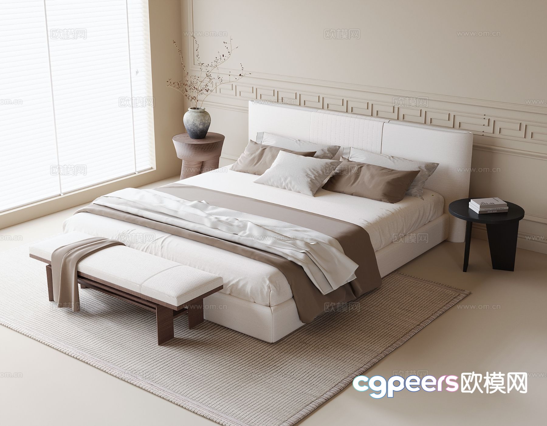Modern double bed 3d model Modern double bed 3d model