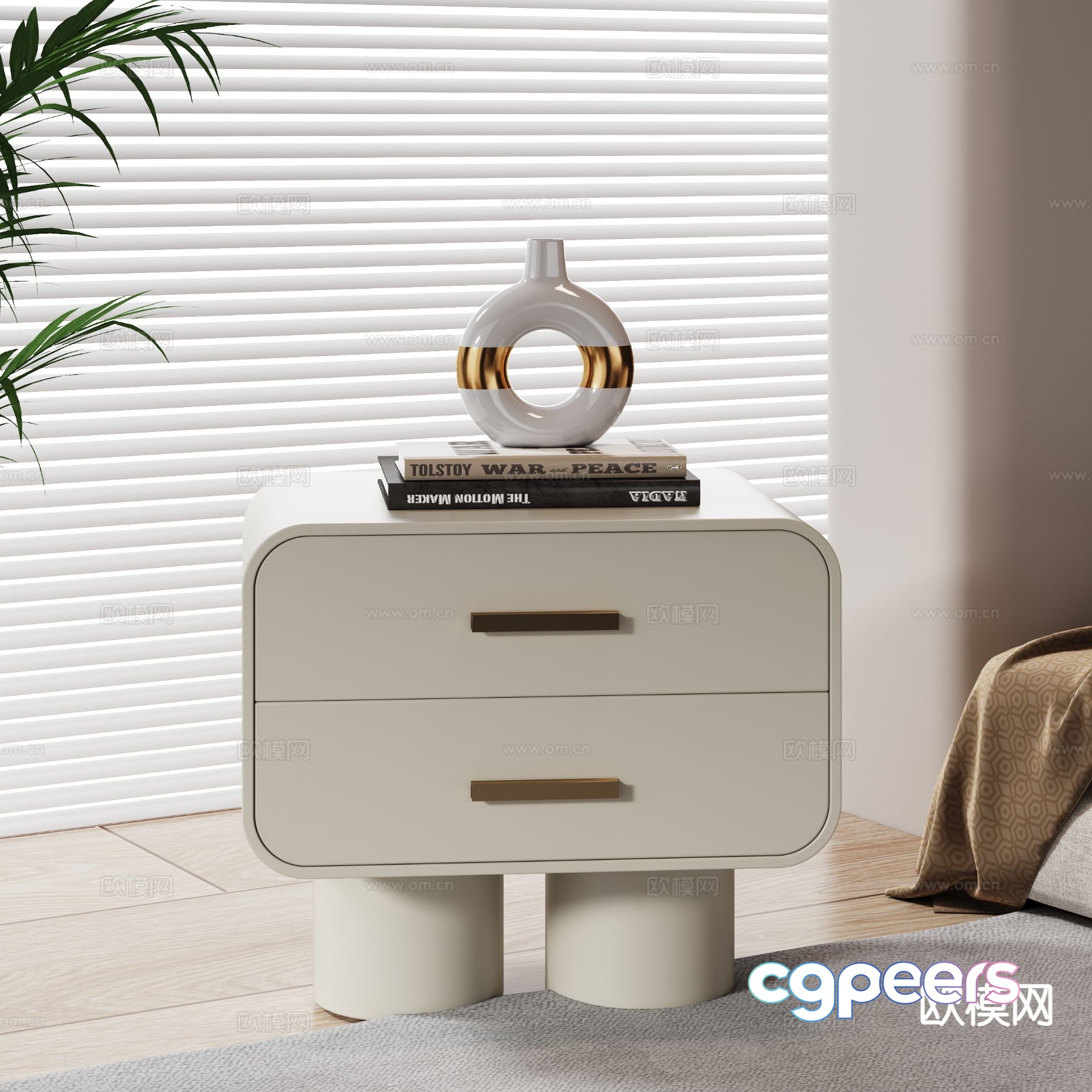Cream style bedside table 3d model Cream style bedside table 3d model