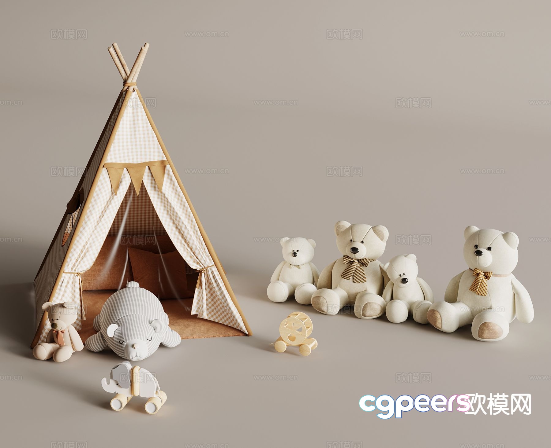 Modern toys children’s tent doll doll 3d model Modern toys children’s tent doll doll 3d model