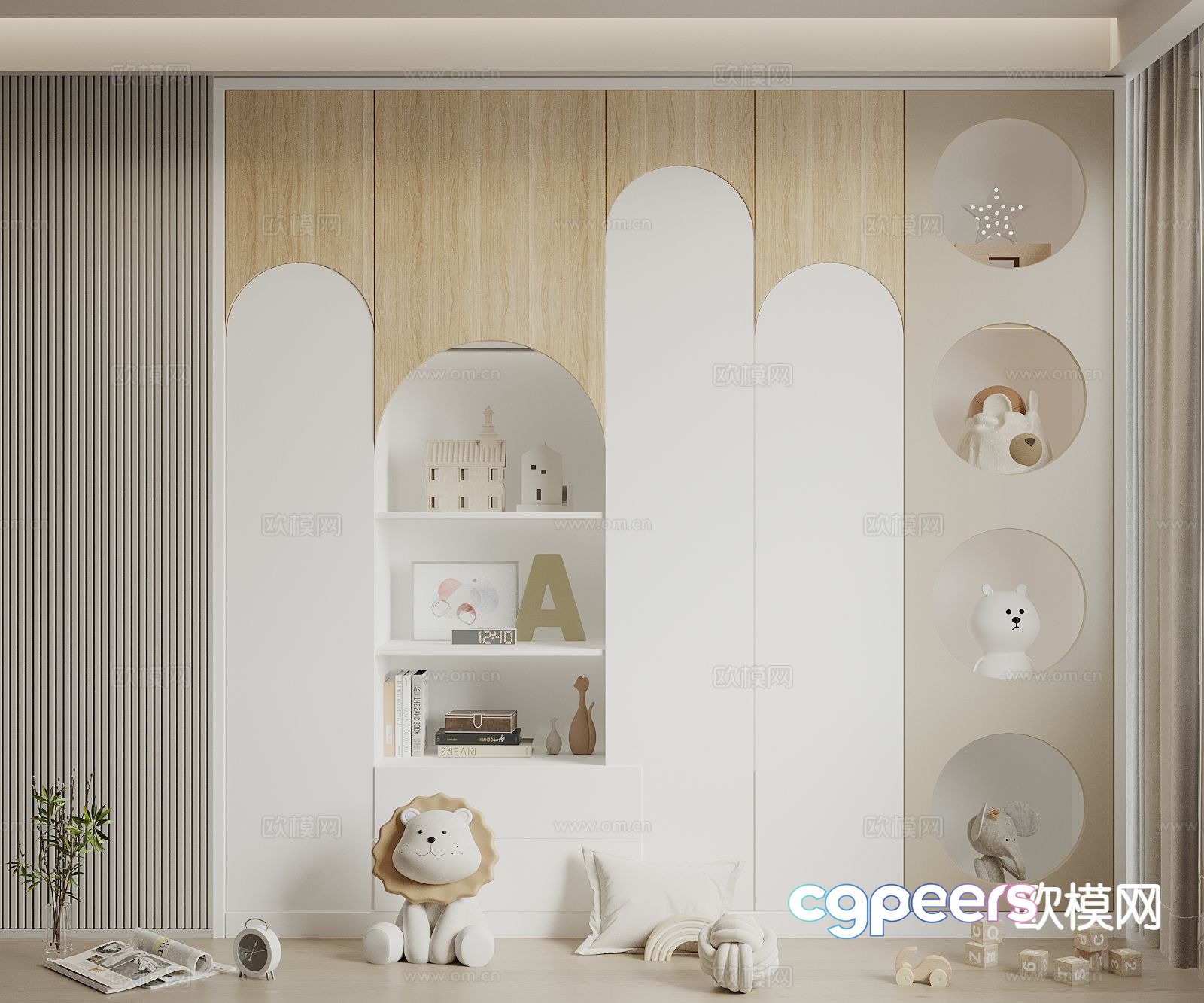 Cream style children’s cabinet children’s wardrobe 3d model Cream style children’s cabinet children’s wardrobe 3d model