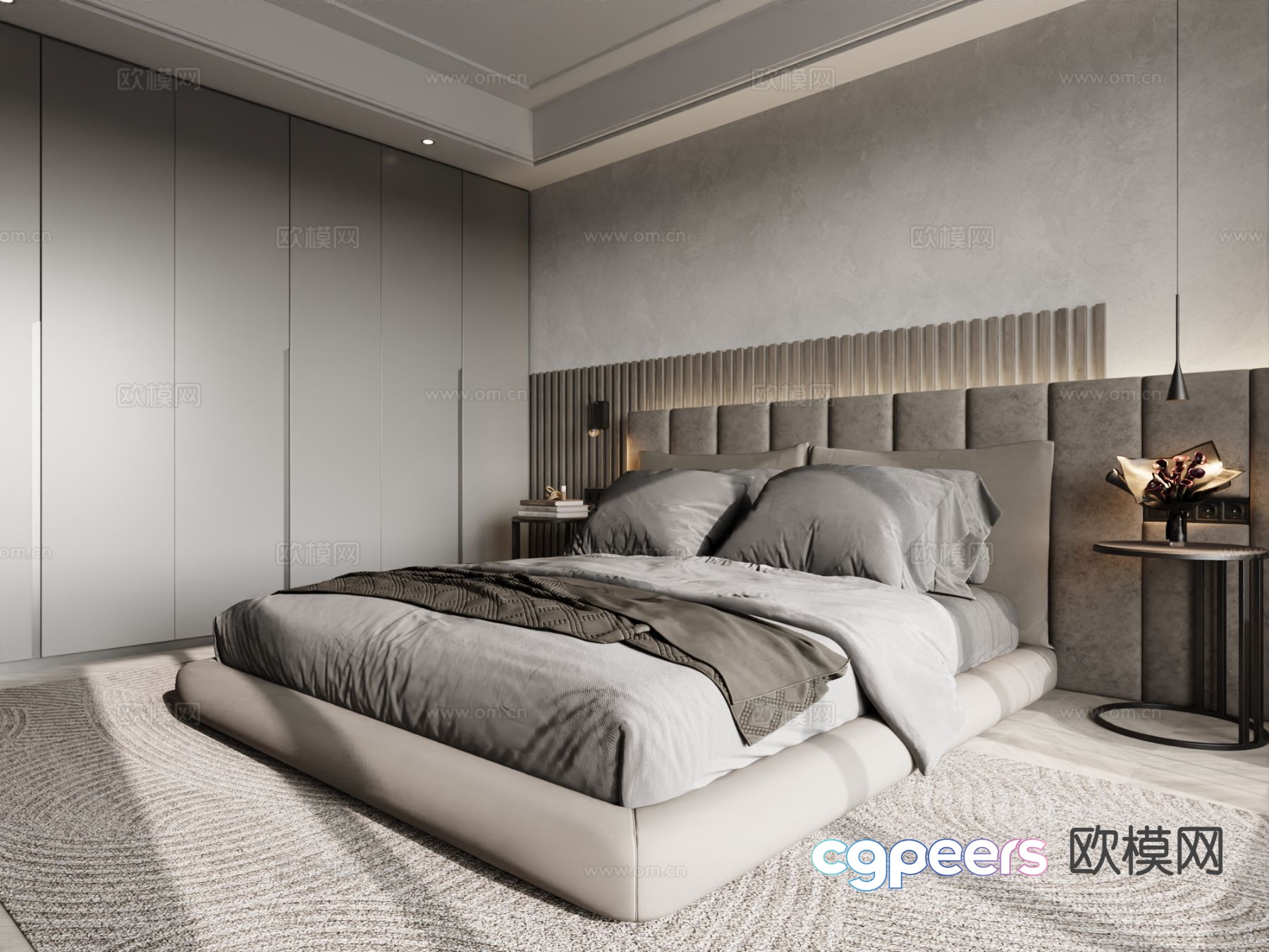 Modern double bed 3d model Modern double bed 3d model