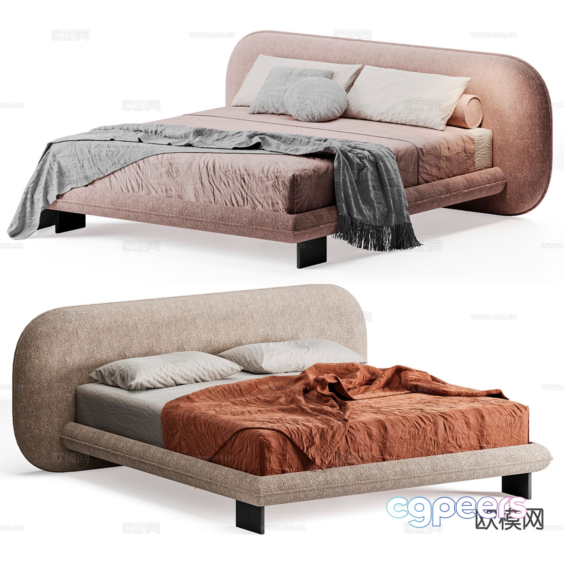 Modern double bed 3d model Modern double bed 3d model
