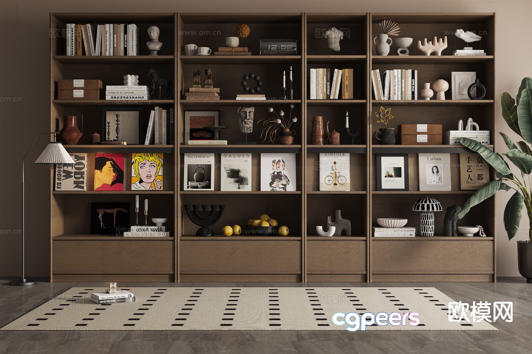 Medieval style bookcase 3D model Medieval style bookcase 3D model