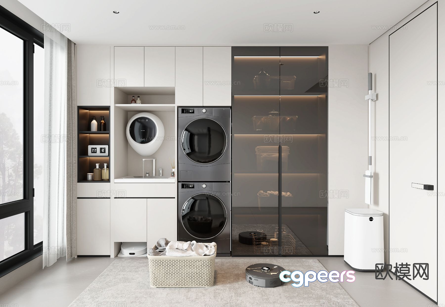 Modern laundry room washing cabinet balcony cabinet 3d model Modern laundry room washing cabinet balcony cabinet 3d model