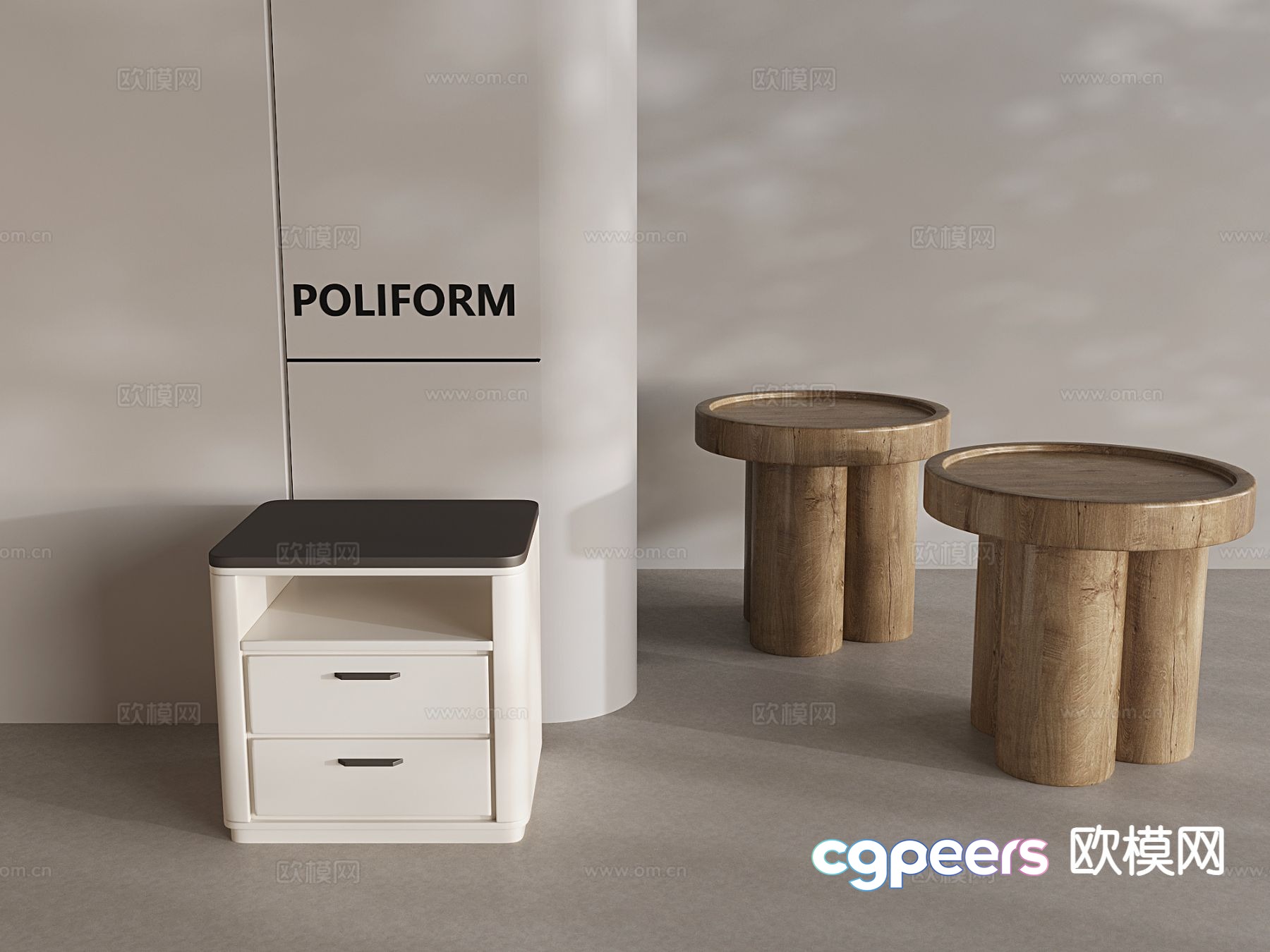 Nordic bedside table 3d model Nordic bedside table 3d model