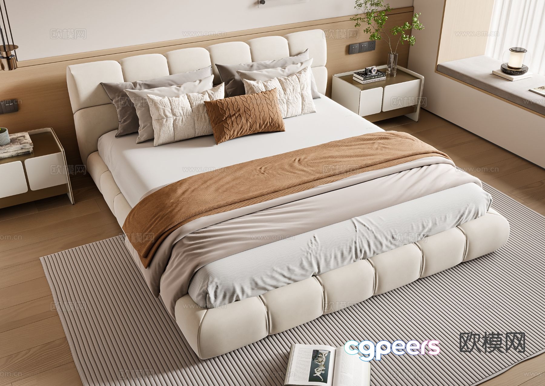 Modern double bed 3d model Modern double bed 3d model