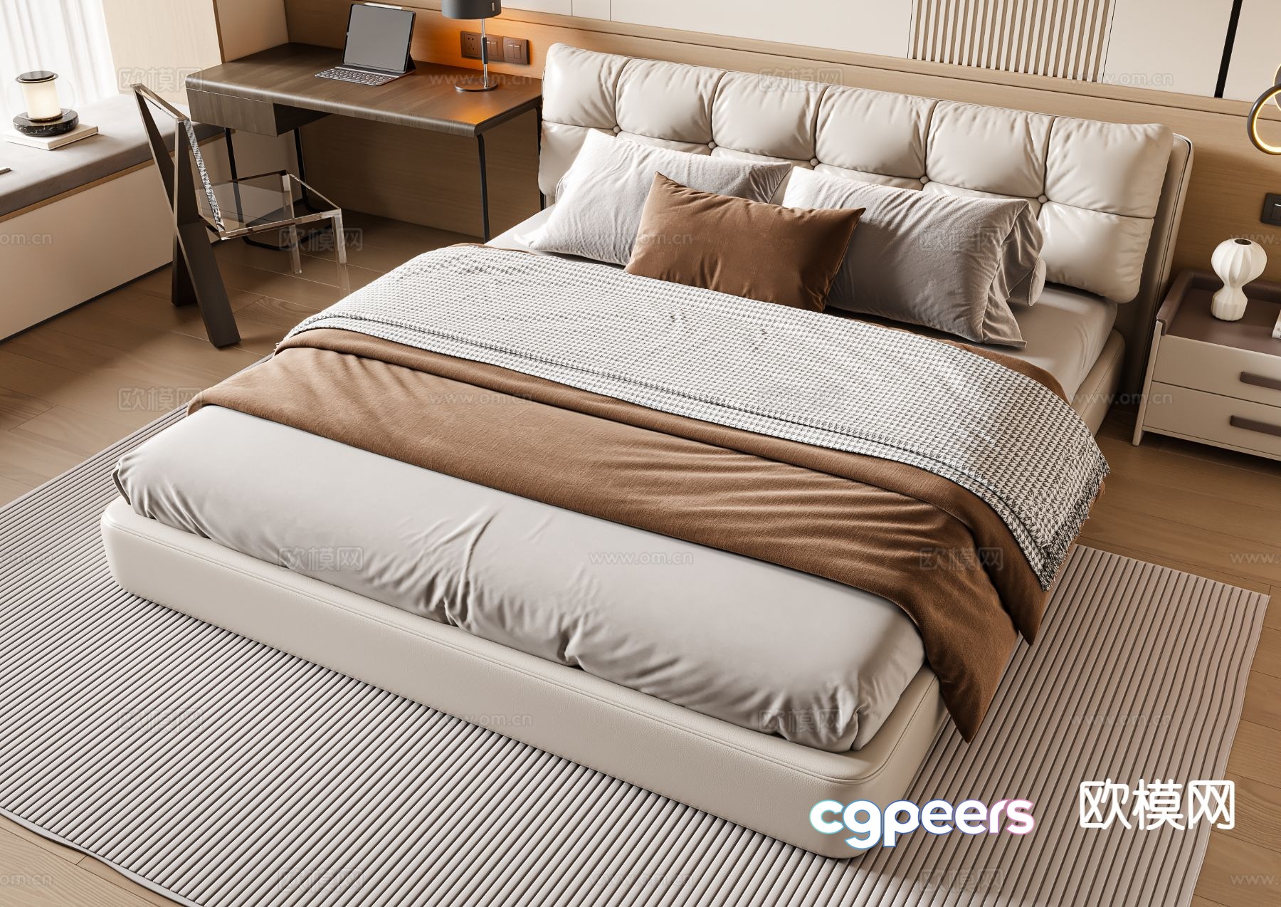 Modern double bed 3d model Modern double bed 3d model