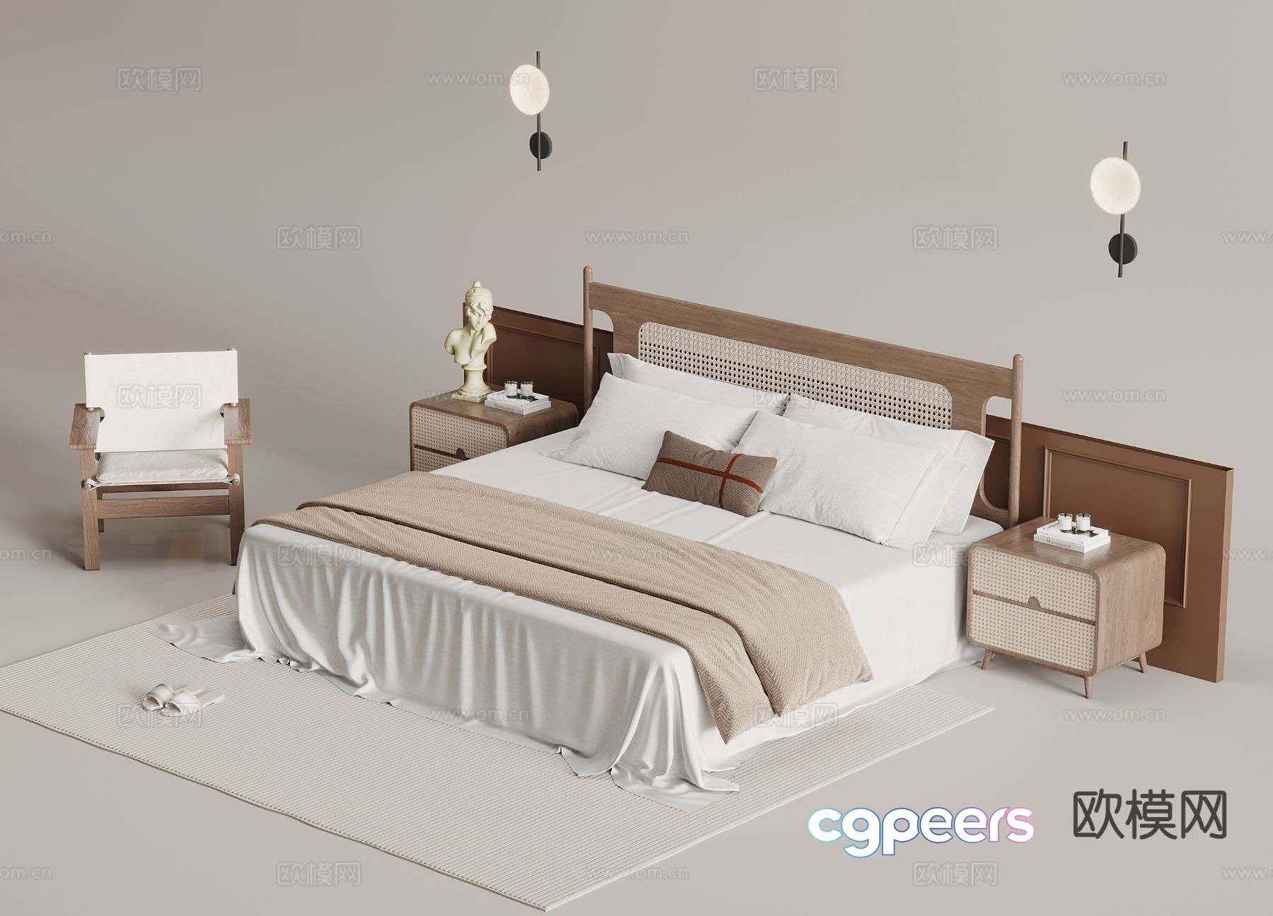 Medieval style double bed 3d model Medieval style double bed 3d model