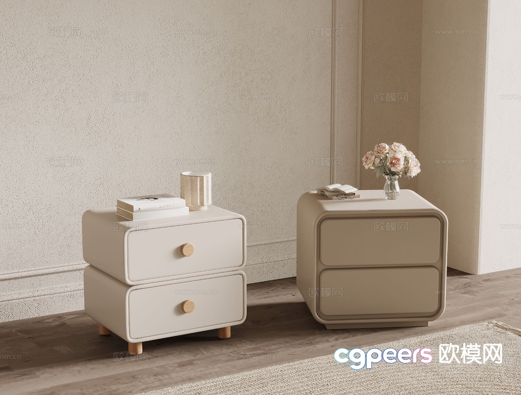 Cream style bedside table 3d model Cream style bedside table 3d model