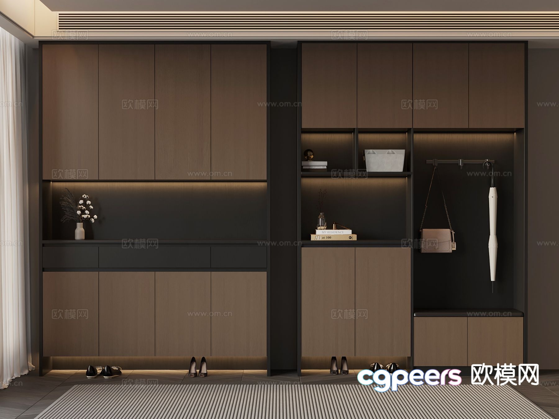 Italian style entrance shoe cabinet partition shoe cabinet 3d model Italian style entrance shoe cabinet partition shoe cabinet 3d model