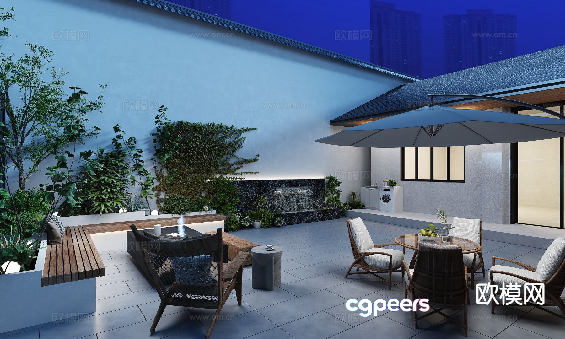 Courtyard landscape backyard 3d model Courtyard landscape backyard 3d model