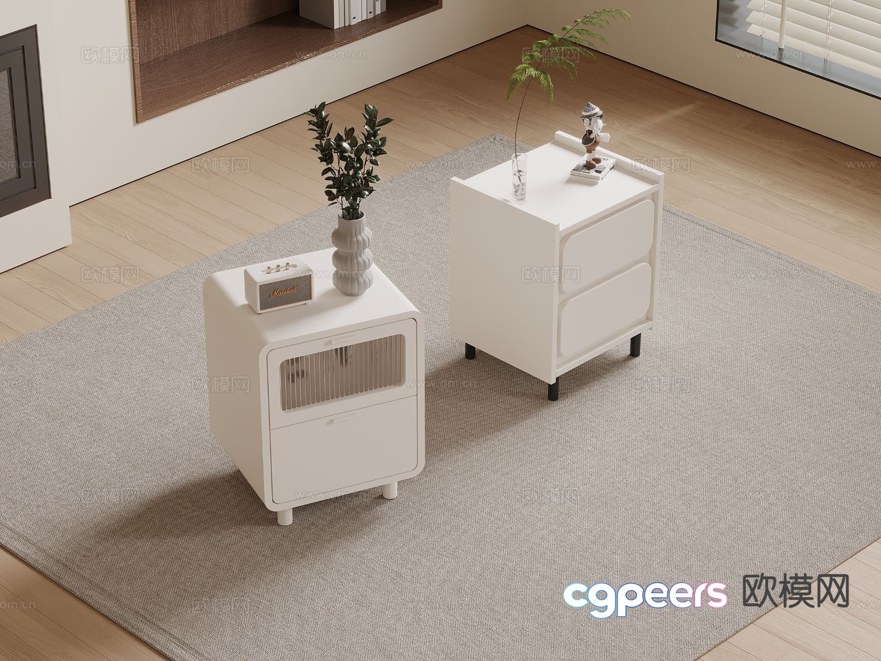 Cream style bedside table 3d model Cream style bedside table 3d model