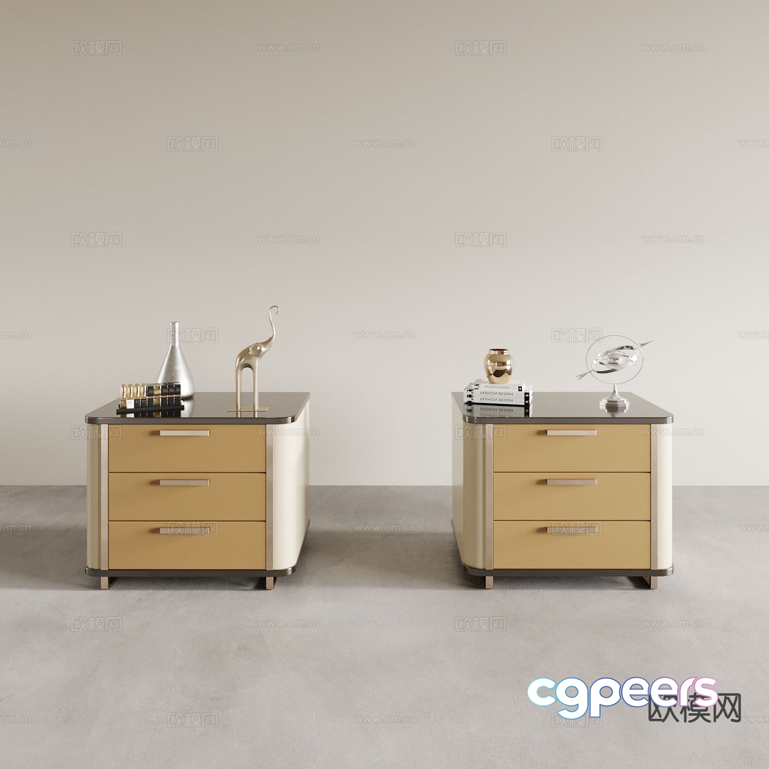 Light luxury bedside table 3D model Light luxury bedside table 3D model