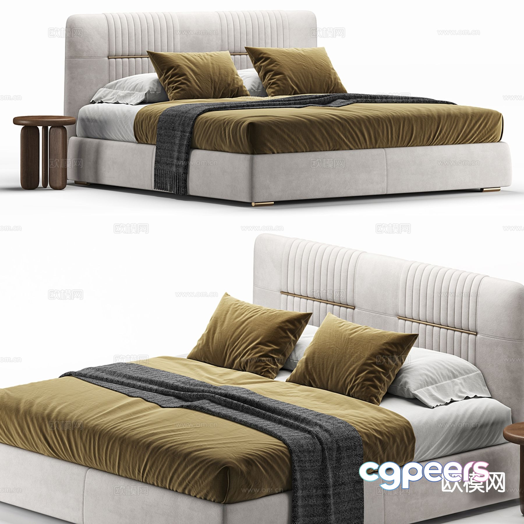 Modern double bed 3d model Modern double bed 3d model