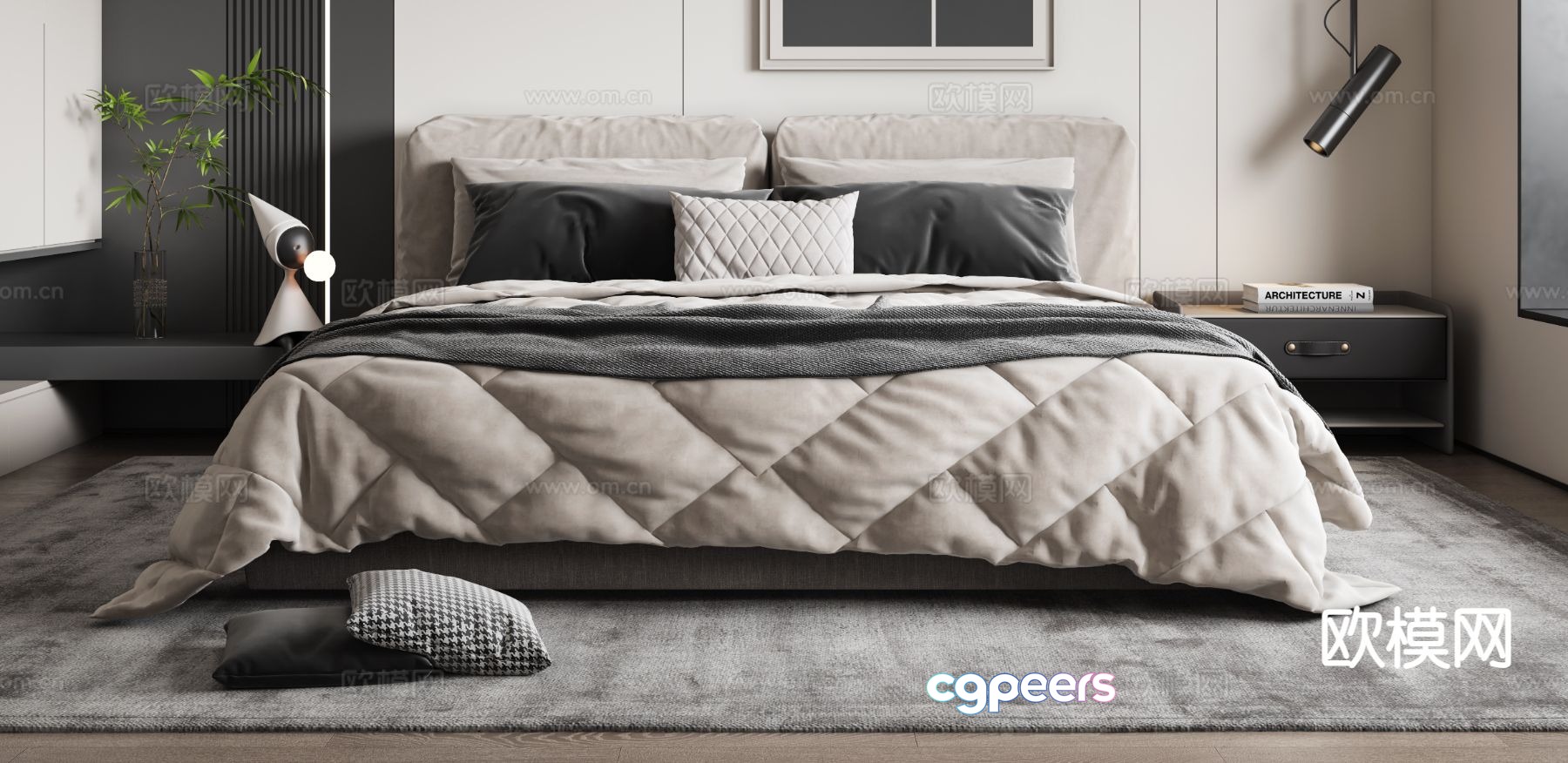 Modern double bed 3d model Modern double bed 3d model