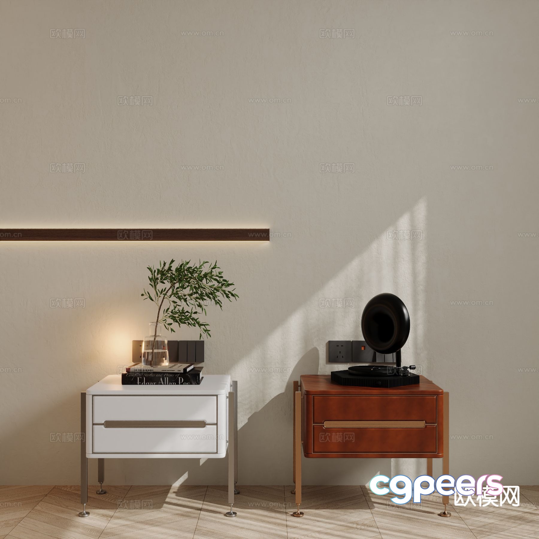 Modern bedside table 3d model Modern bedside table 3d model