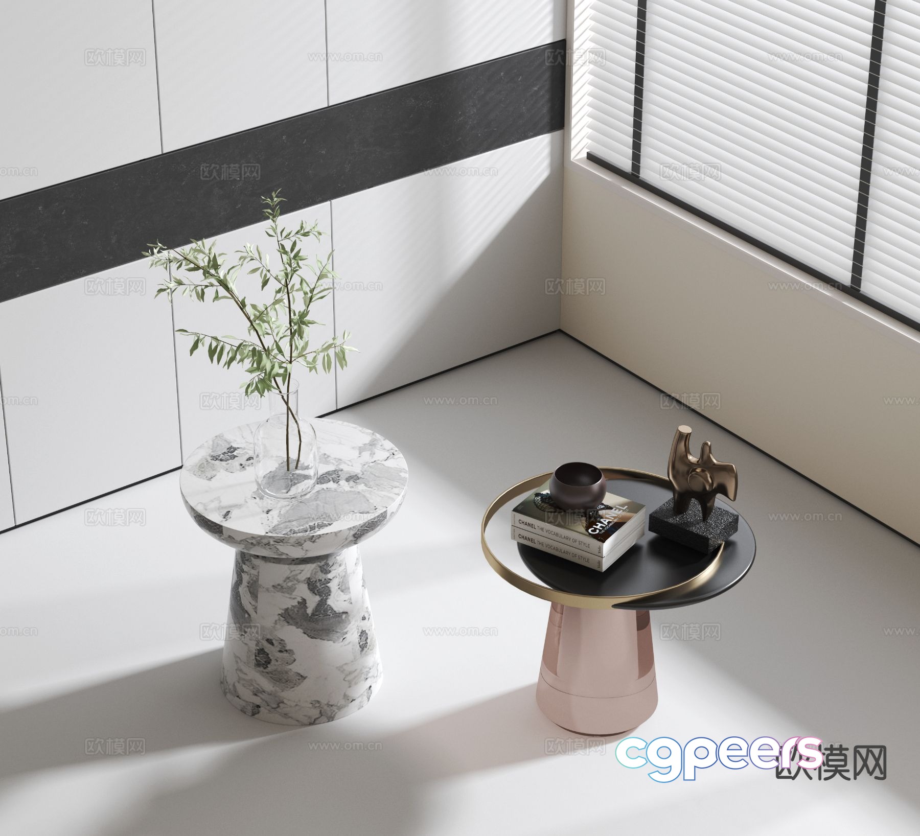 Modern round table side table angle table 3D model Modern round table side table angle table 3D model