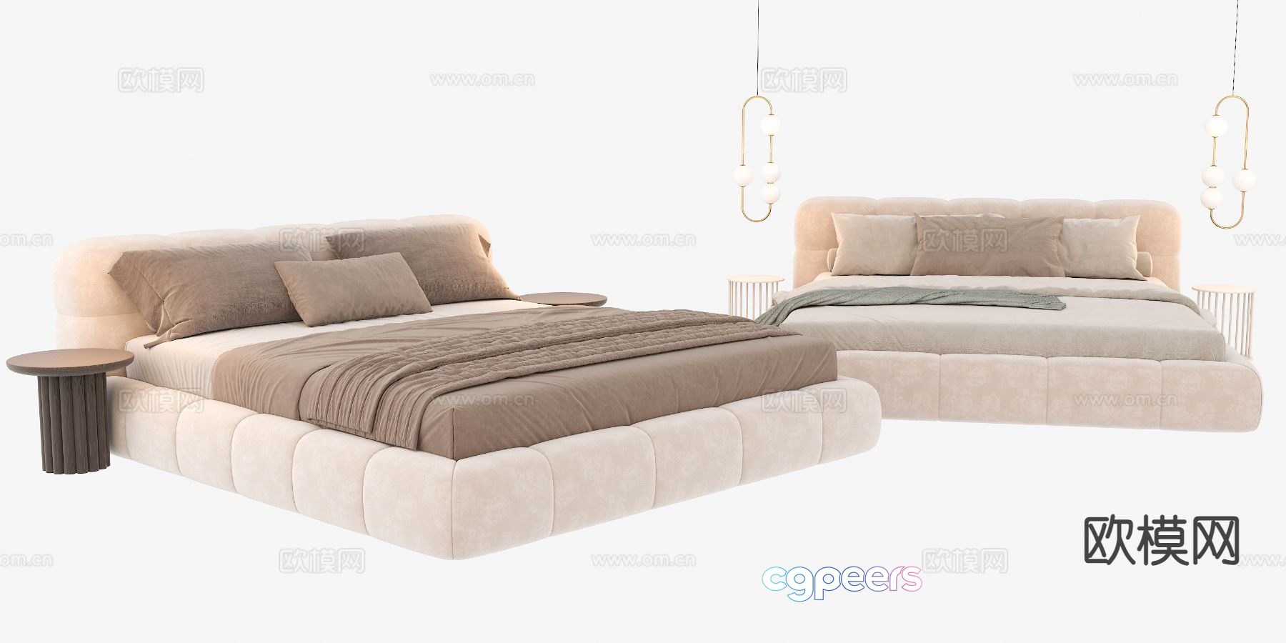 Modern double bed 3d model Modern double bed 3d model