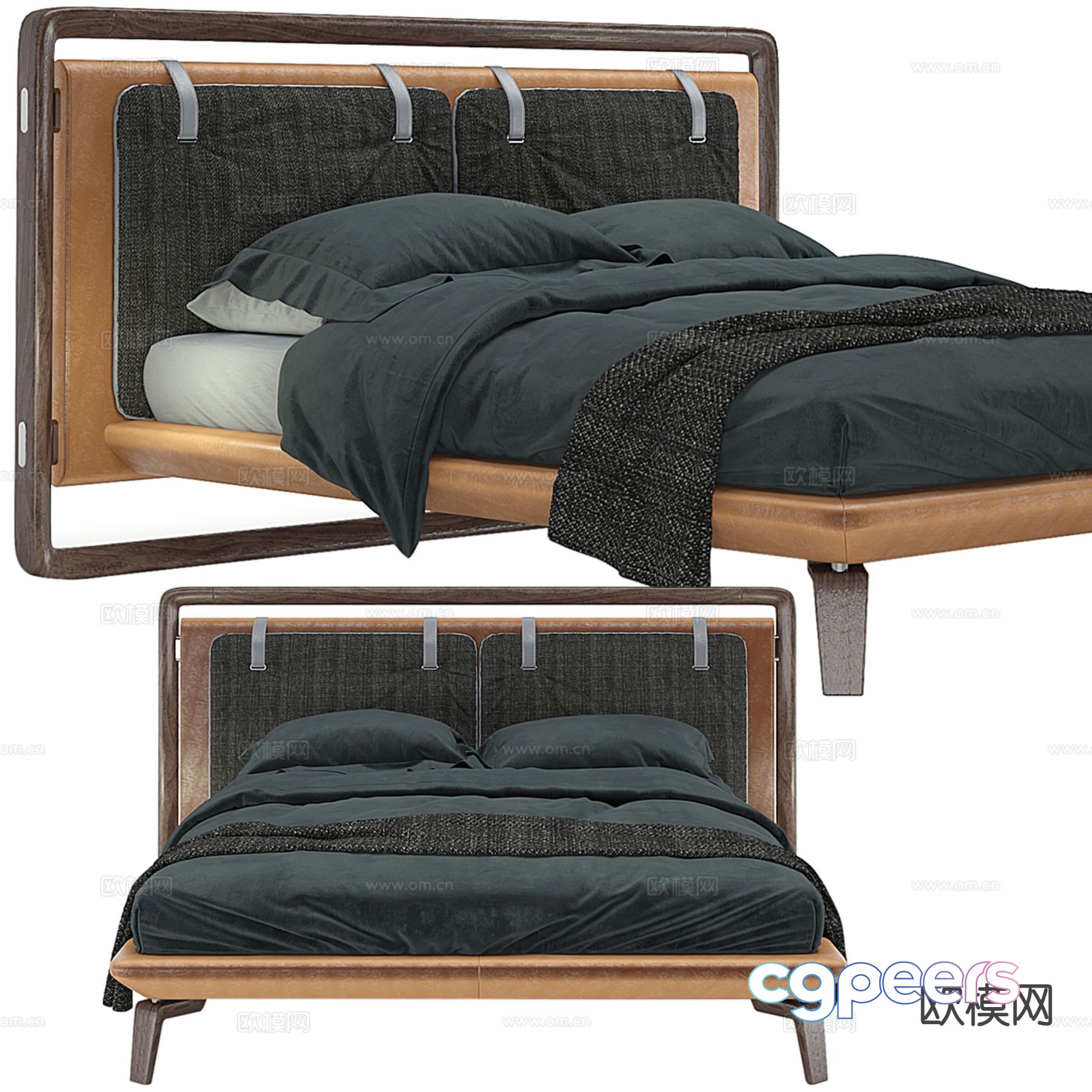 Modern double bed 3d model Modern double bed 3d model