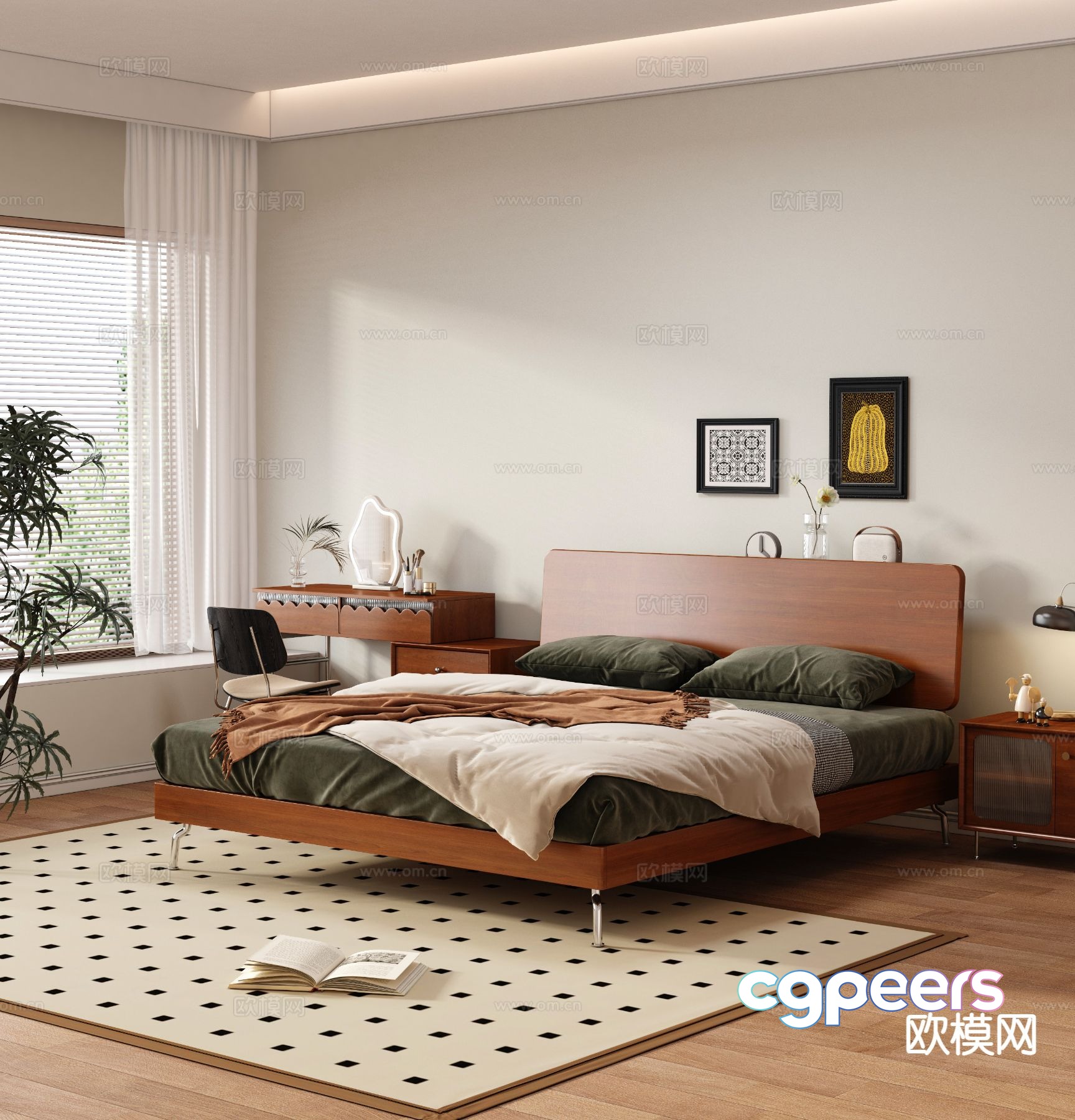 Medieval style double bed 3d model Medieval style double bed 3d model