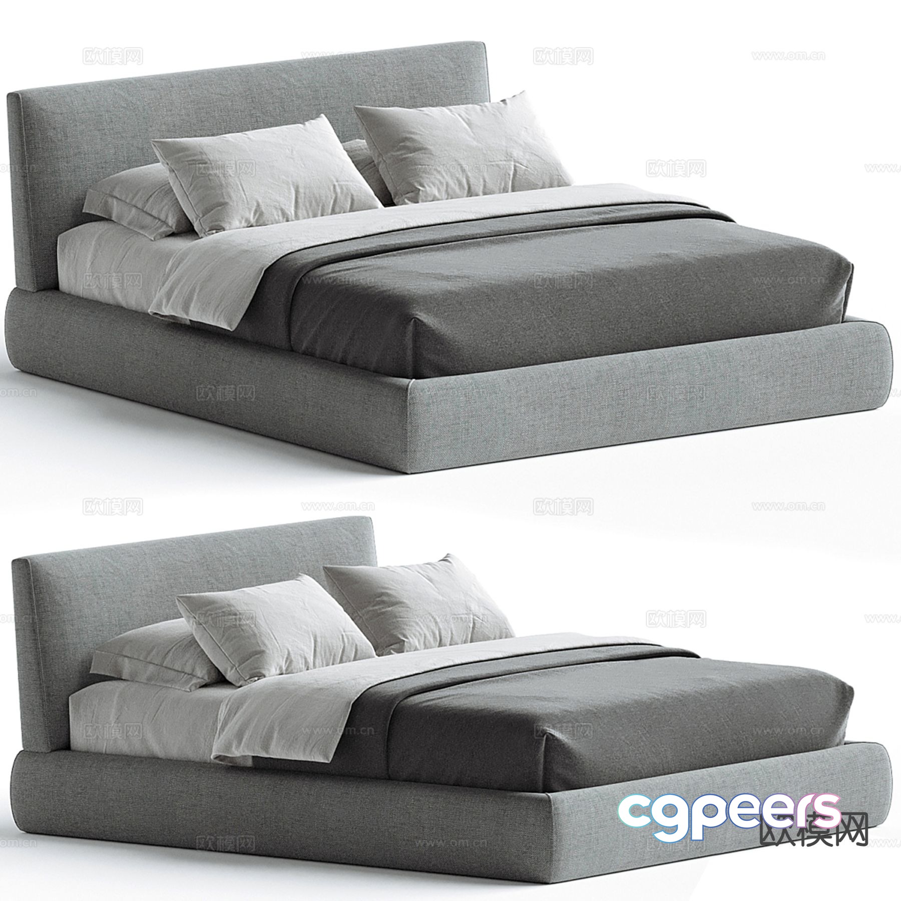 Modern double bed 3d model Modern double bed 3d model