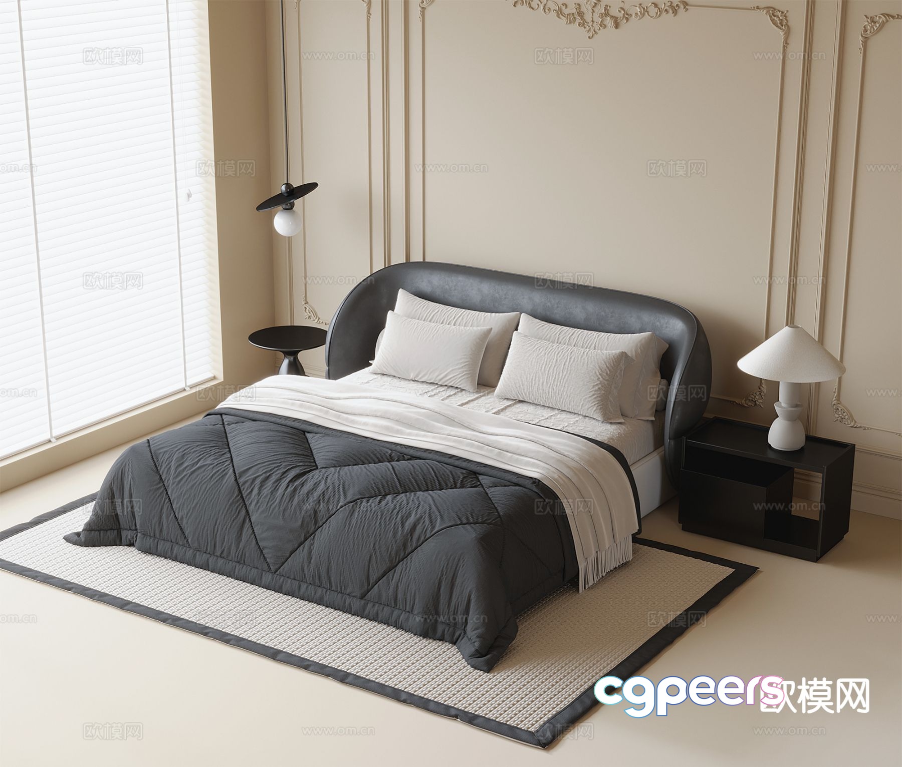 French double bed 3d model French double bed 3d model
