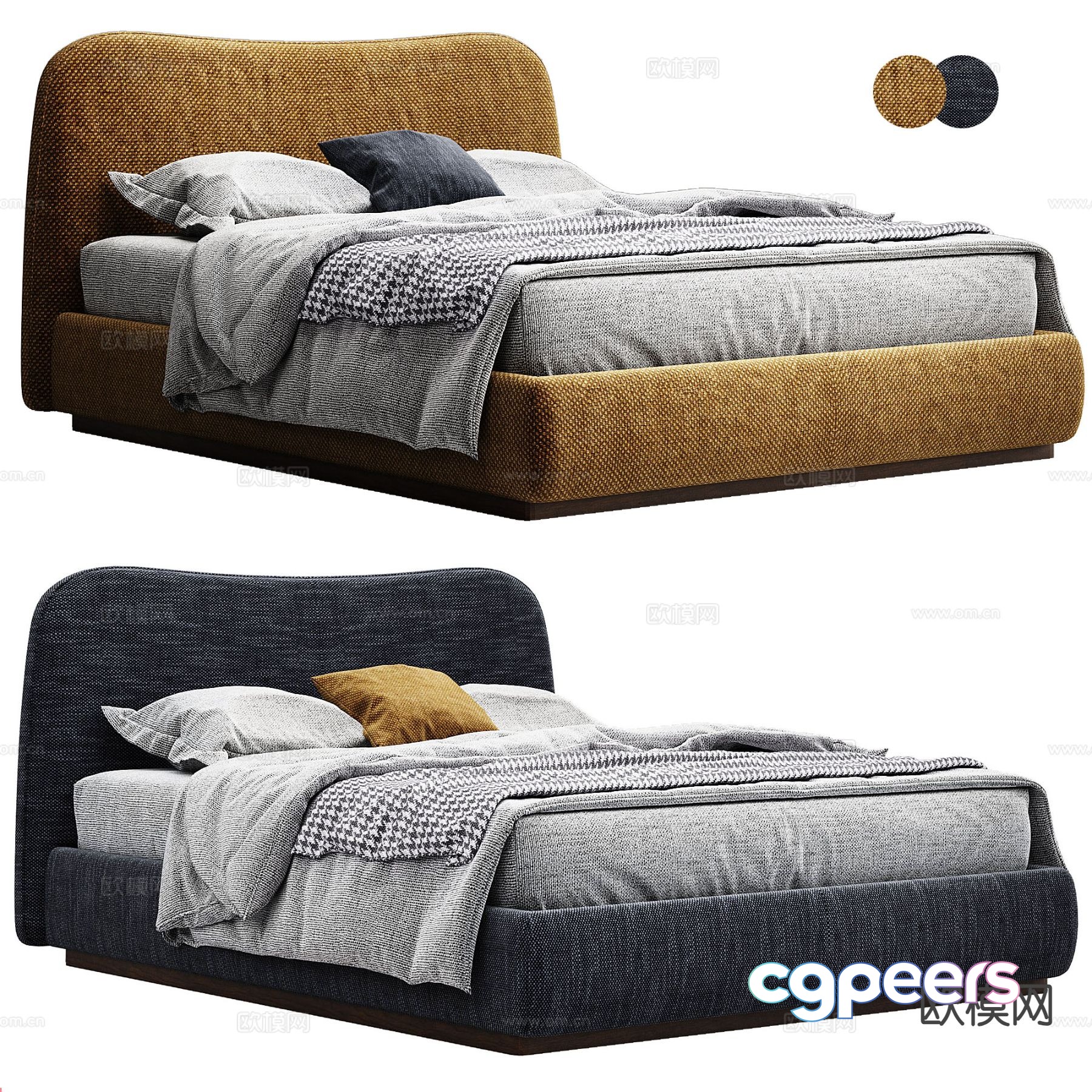 Modern double bed 3d model Modern double bed 3d model