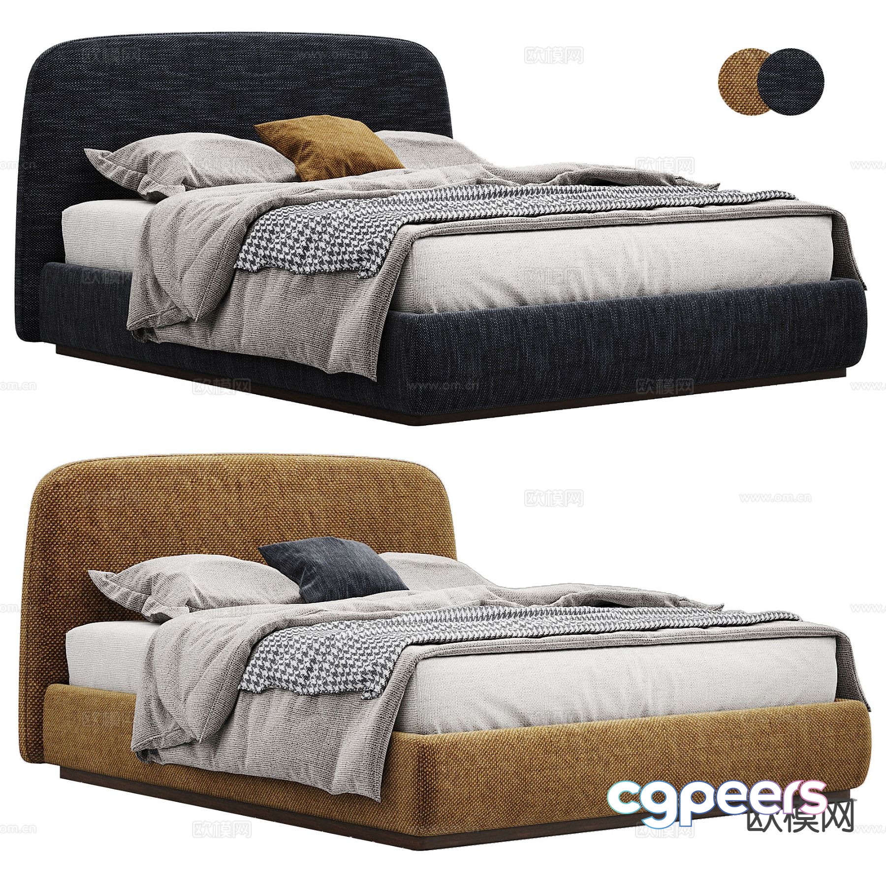 Modern double bed 3d model Modern double bed 3d model