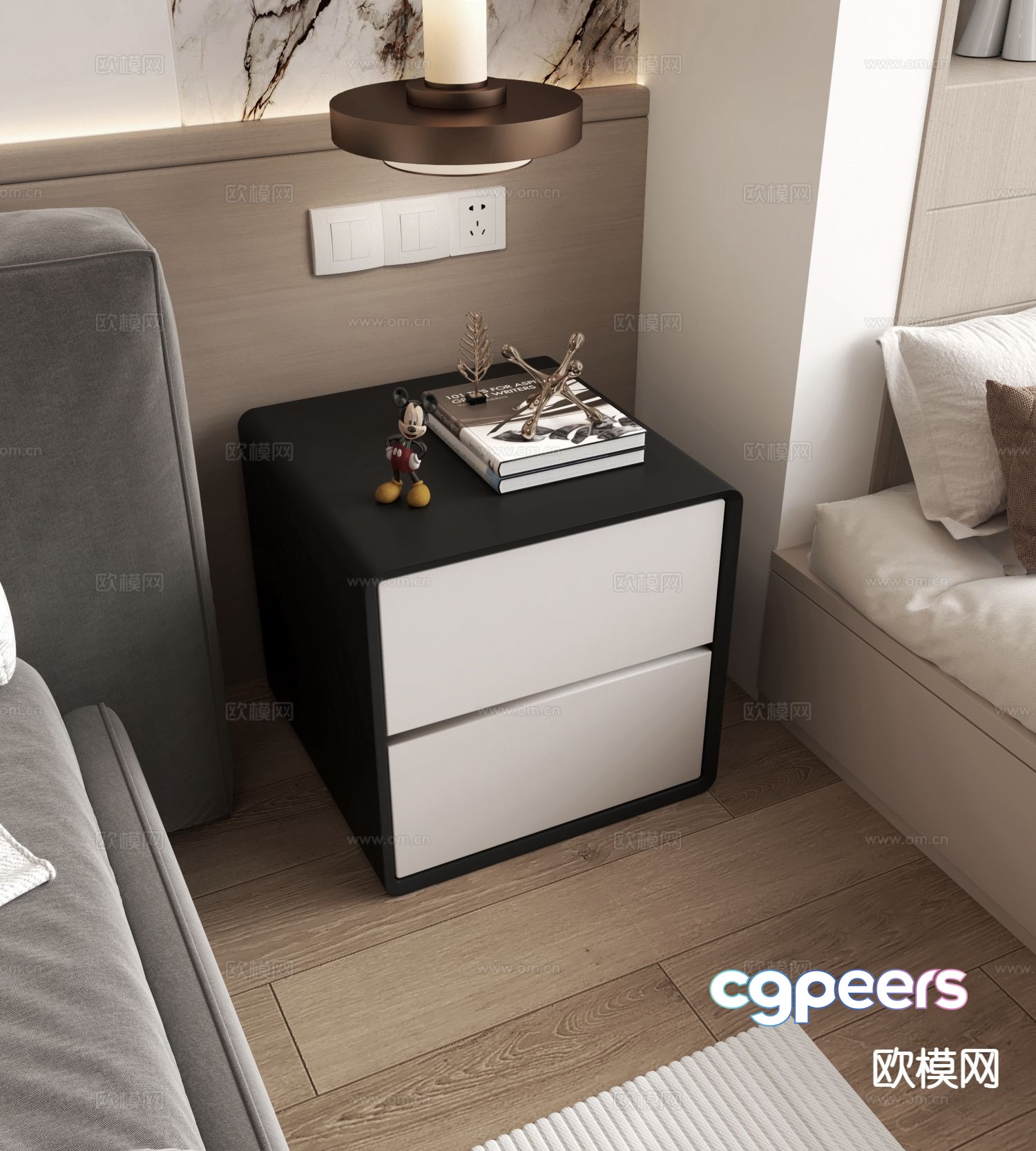 Modern bedside table 3d model Modern bedside table 3d model