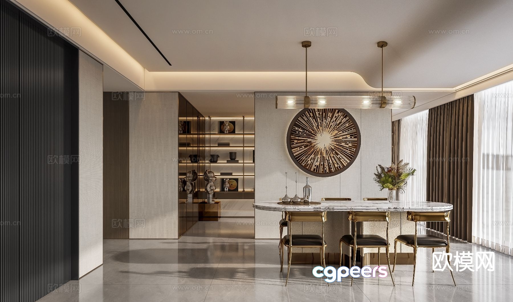 Panshi Design Light Luxury Restaurant 3D Model Panshi Design Light Luxury Restaurant 3D Model