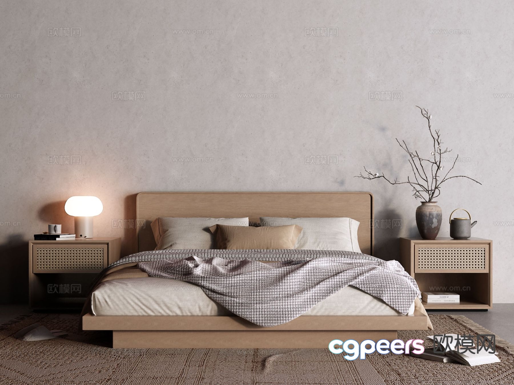 Wabi-sabi double bed 3d model Wabi-sabi double bed 3d model