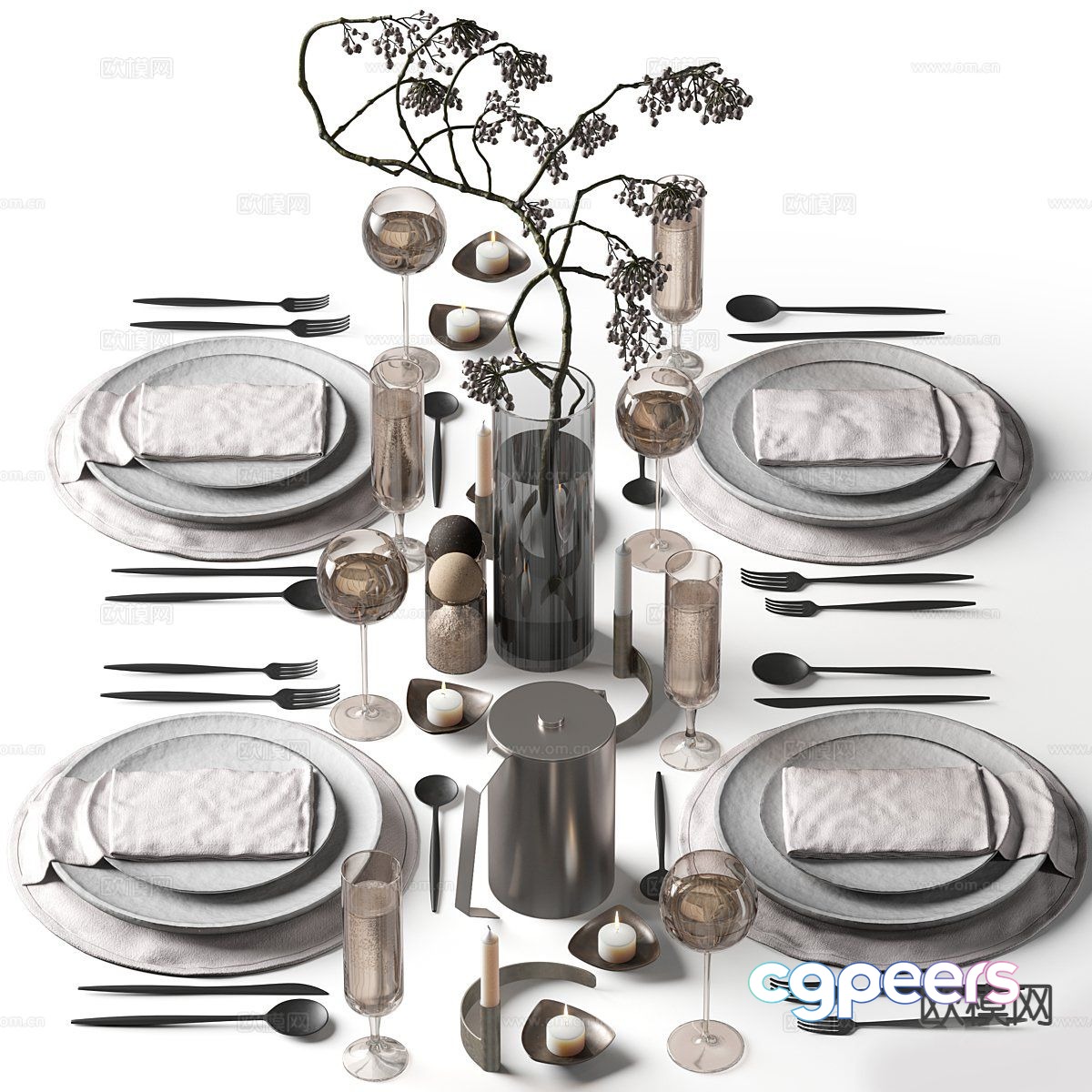 Modern tableware dishes 3d model Modern tableware dishes 3d model