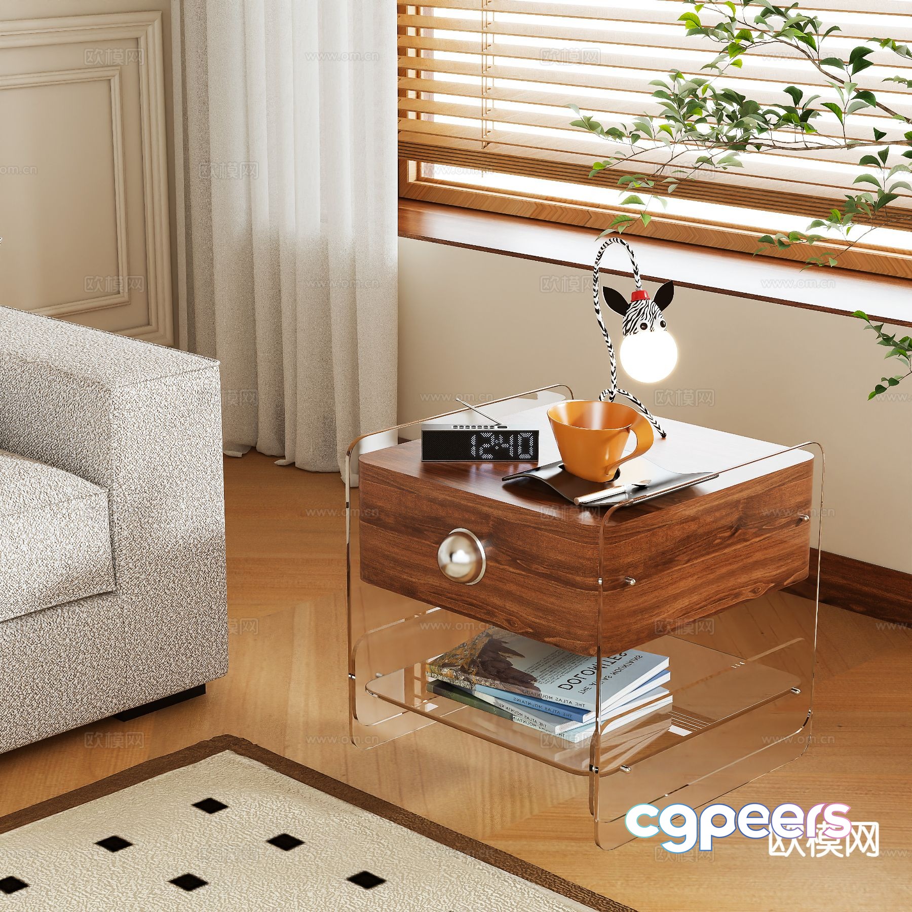 Log style bedside table 3d model Log style bedside table 3d model