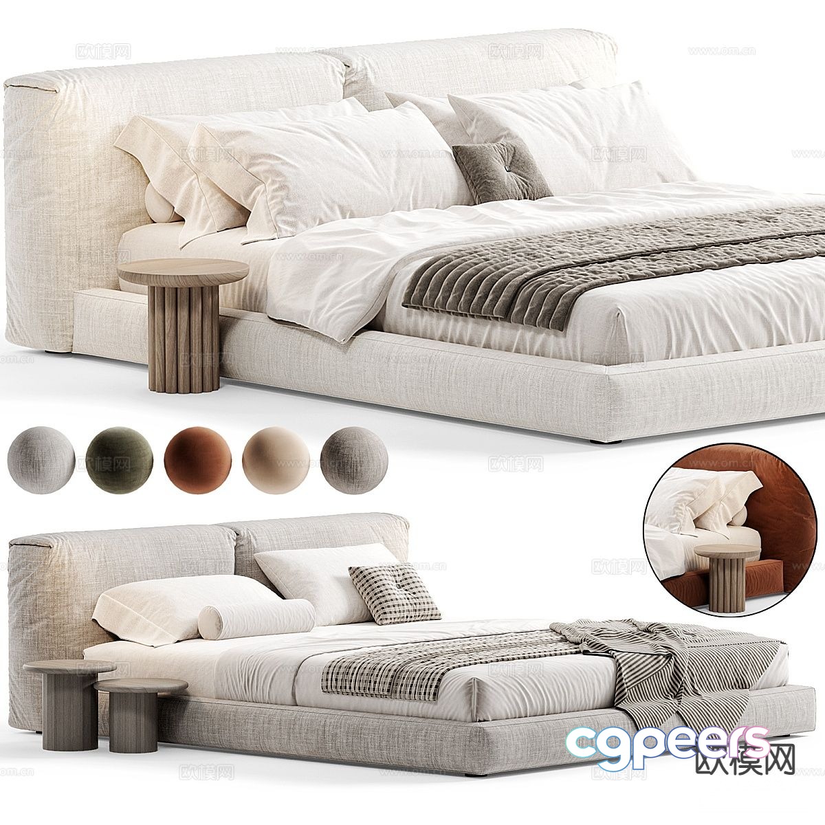 Modern double bed 3d model Modern double bed 3d model