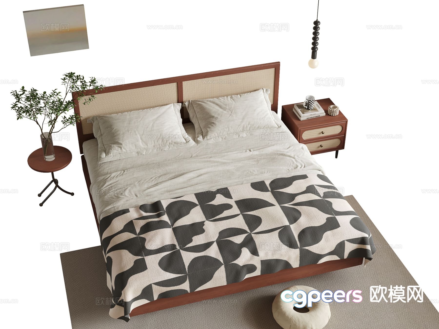 Medieval style double bed 3d model Medieval style double bed 3d model