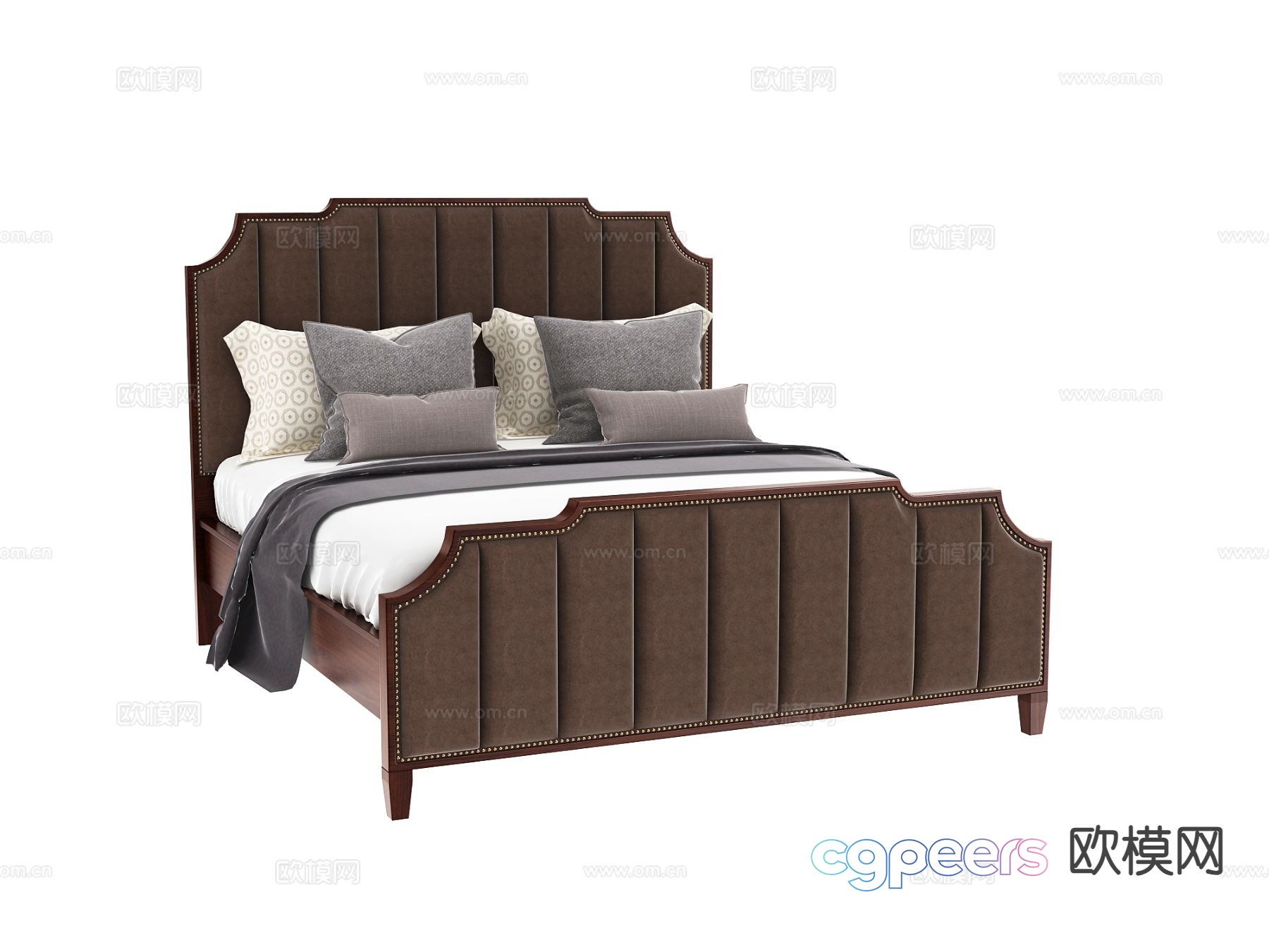 Simple European double bed 3d model Simple European double bed 3d model