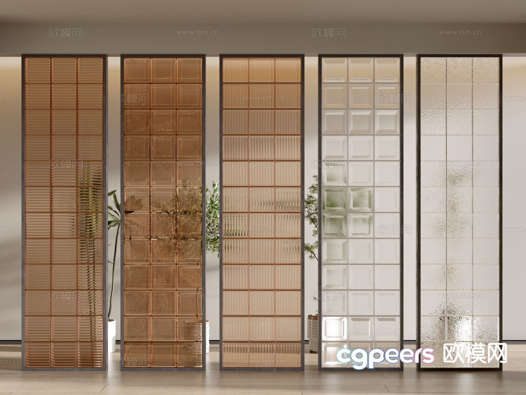 Art glass partition glass brick 3d model Art glass partition glass brick 3d model