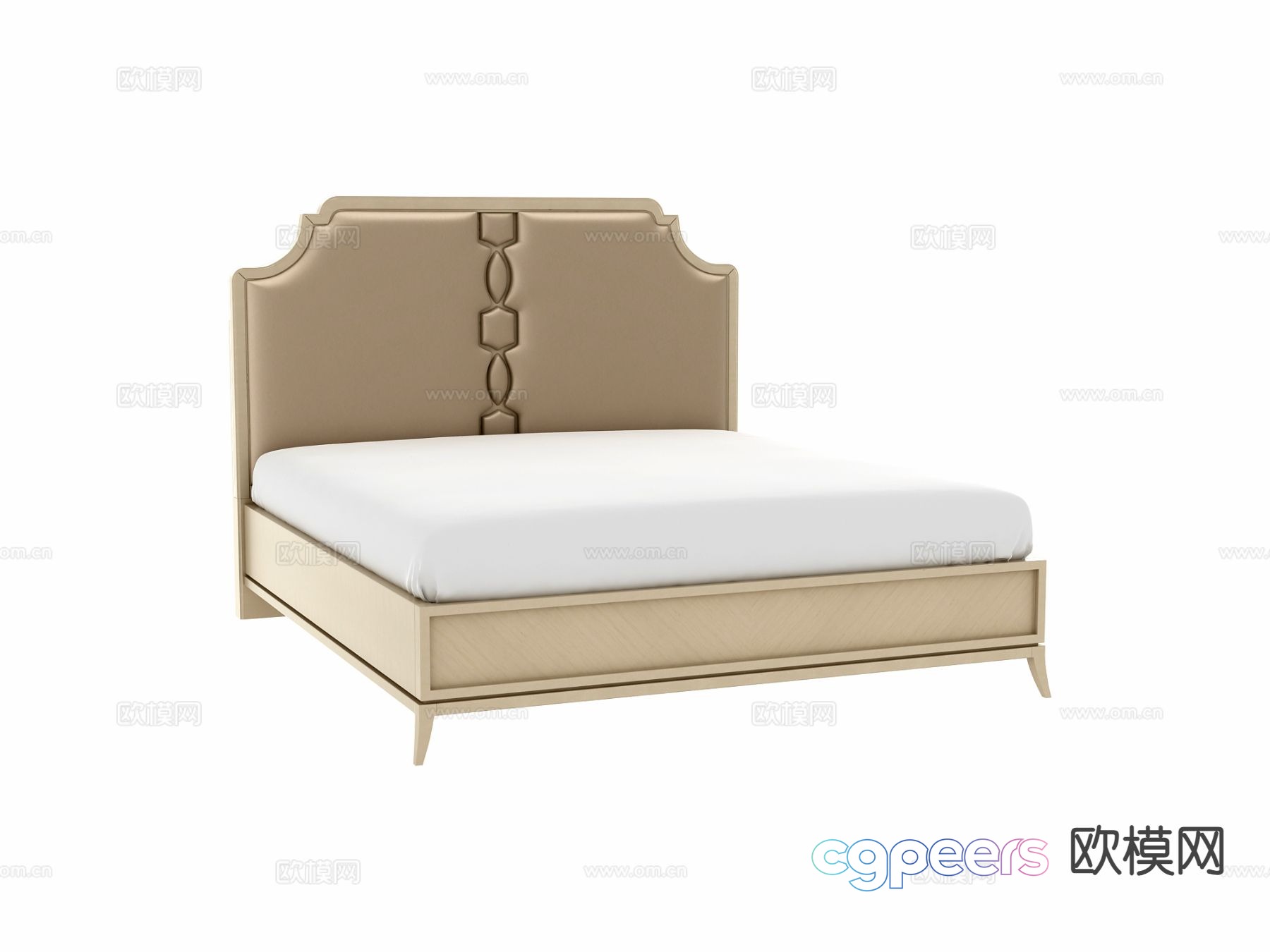 French double bed 3d model French double bed 3d model