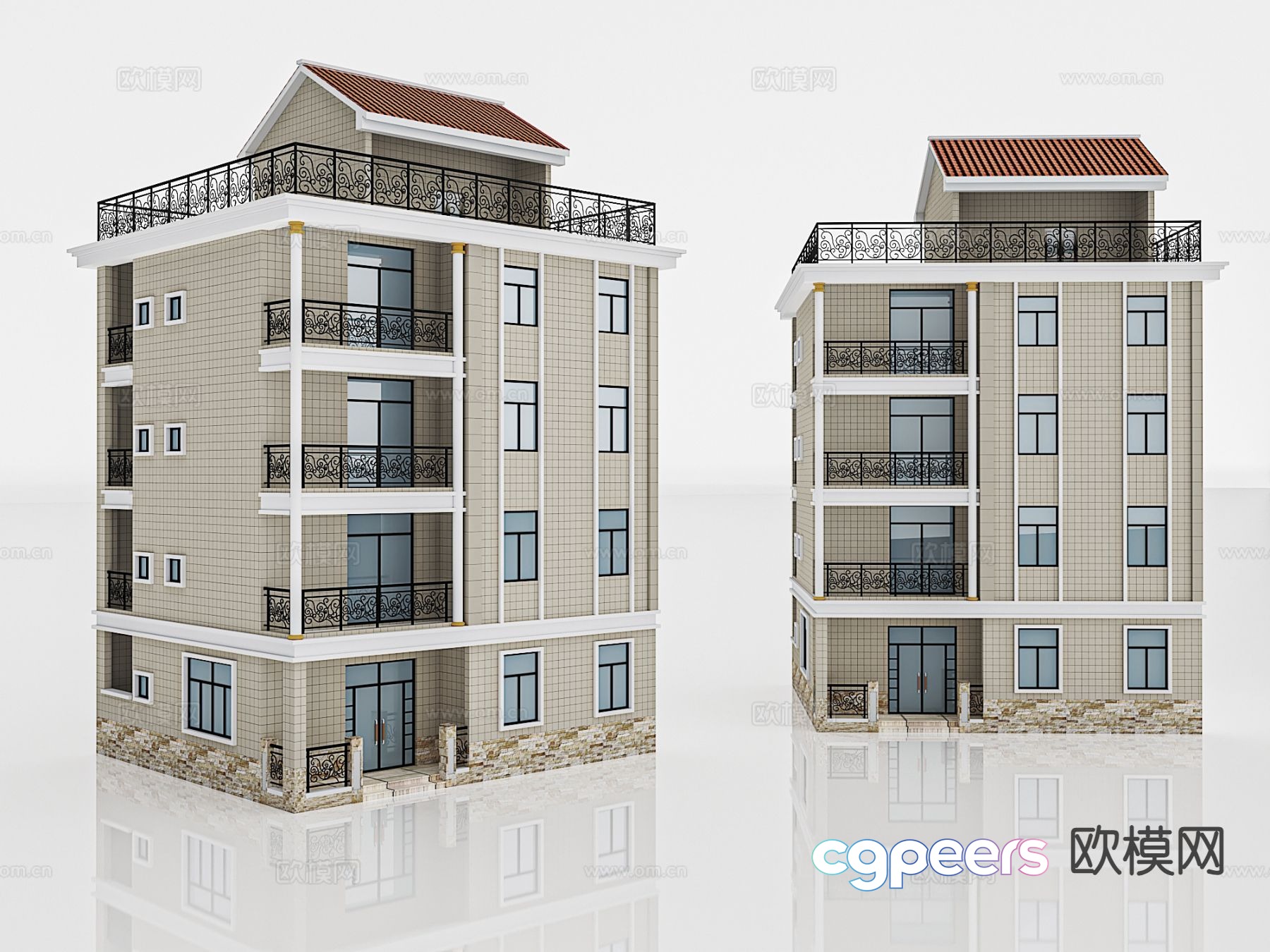 Multi-story residential building building house single building 3D model Multi-story residential building building house single building 3D model