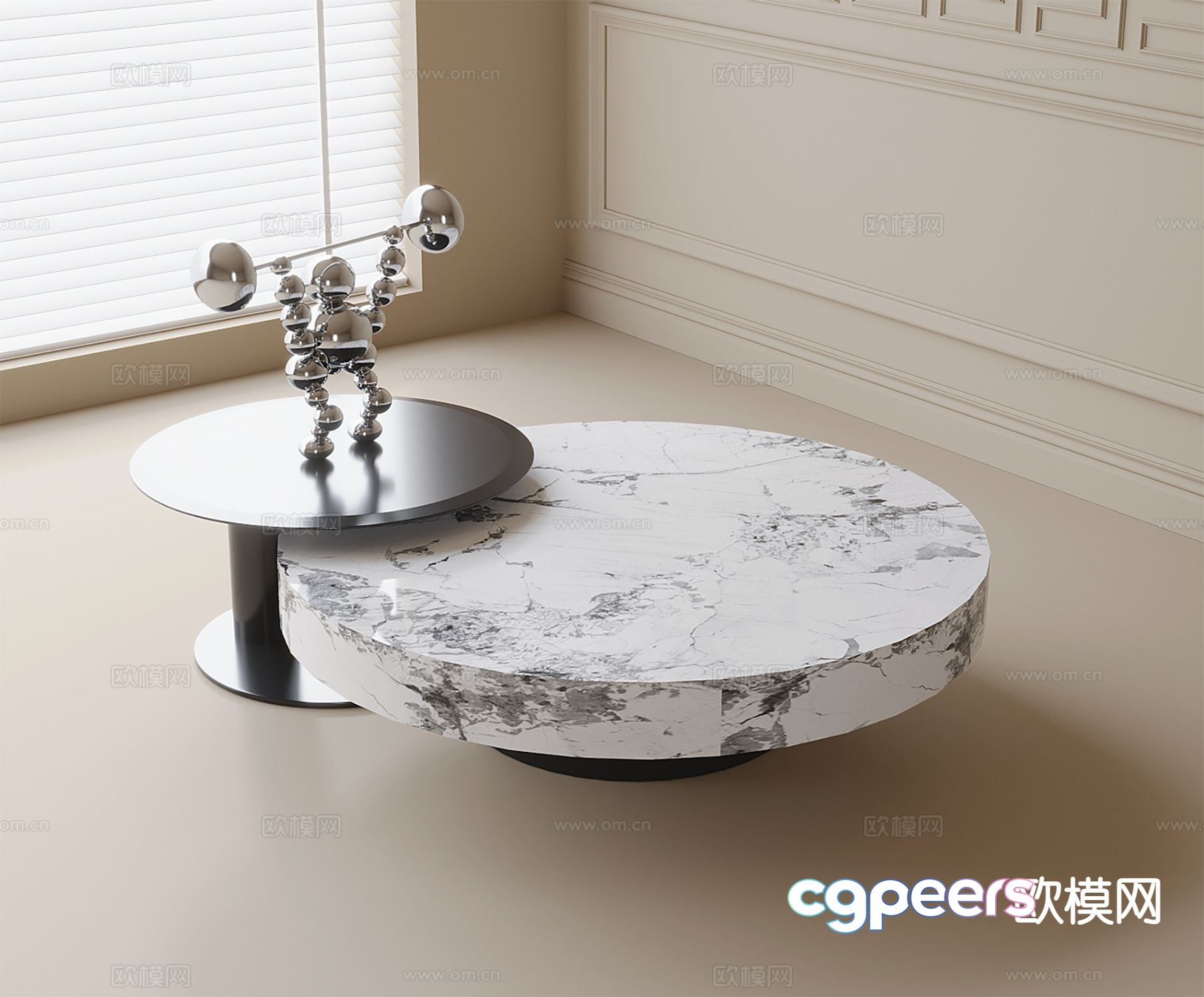 Modern double coffee table 3d model Modern double coffee table 3d model
